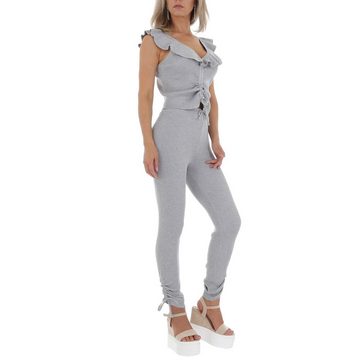 Ital-Design Jumpsuit Damen Freizeit Stretch Zweiteiler in Grau