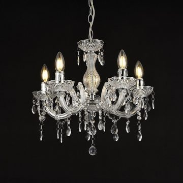 lux.pro Kronleuchter, ohne Leuchtmittel, »Weimar« E14 5-flammig mit Kettchen und Kunstkristallen Weiß