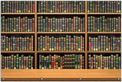 Wallario Sichtschutzzaunmatten Bibliothek - Regal voller alter Bücher