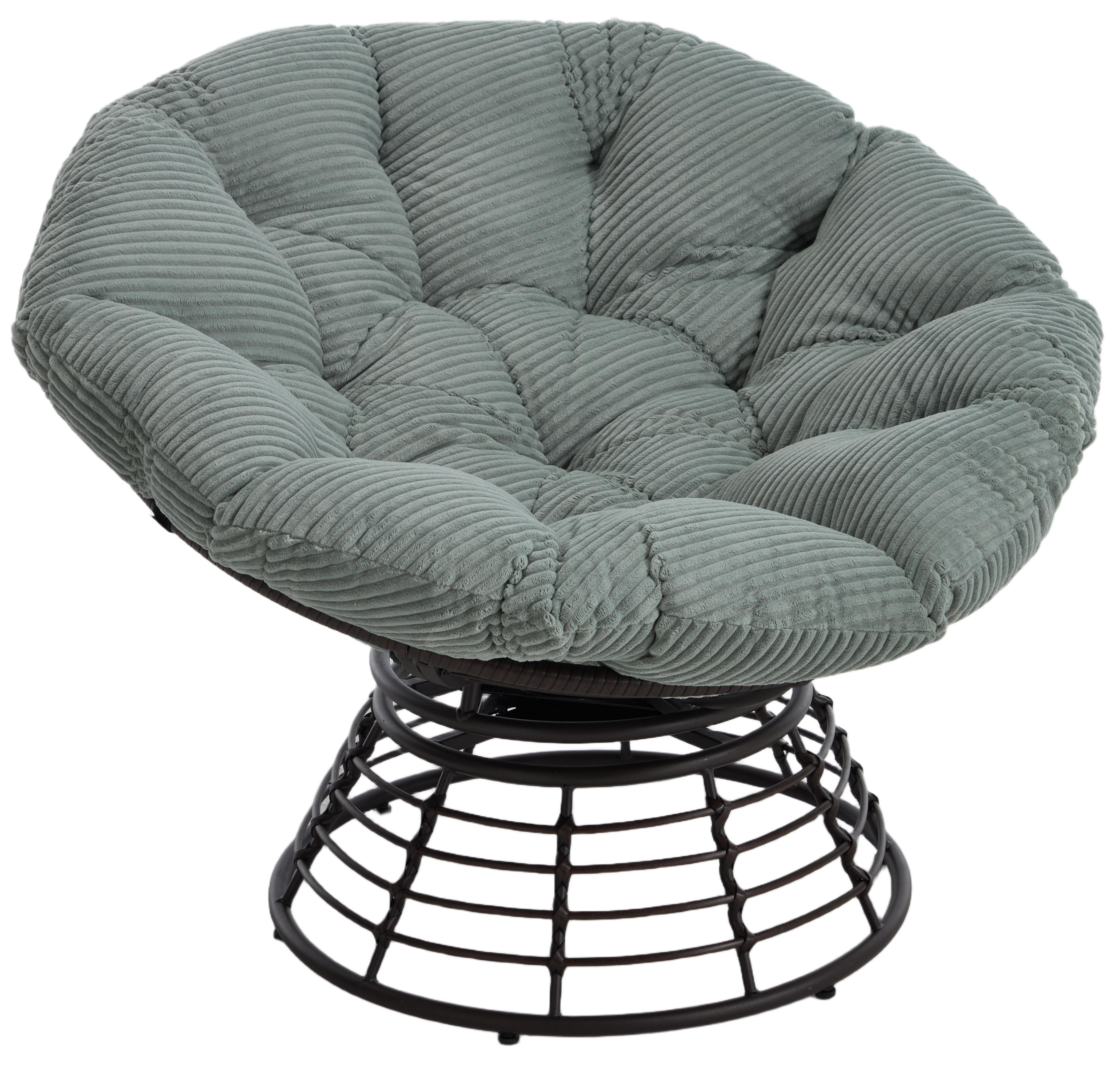 LVHOM Relaxsessel Papasansessel Rattanstuhl mit Kissen, 360° drehbar, Durchmesser 92 cm (Komfortables Sitzerlebnis, 10cm rundes Sitzkissen, ergonomisches Design, rutschfeste Füße, rostfreier Stahlrahmen, Belastbarkeit 130kg), geeignet für Wohnzimmer, Schl