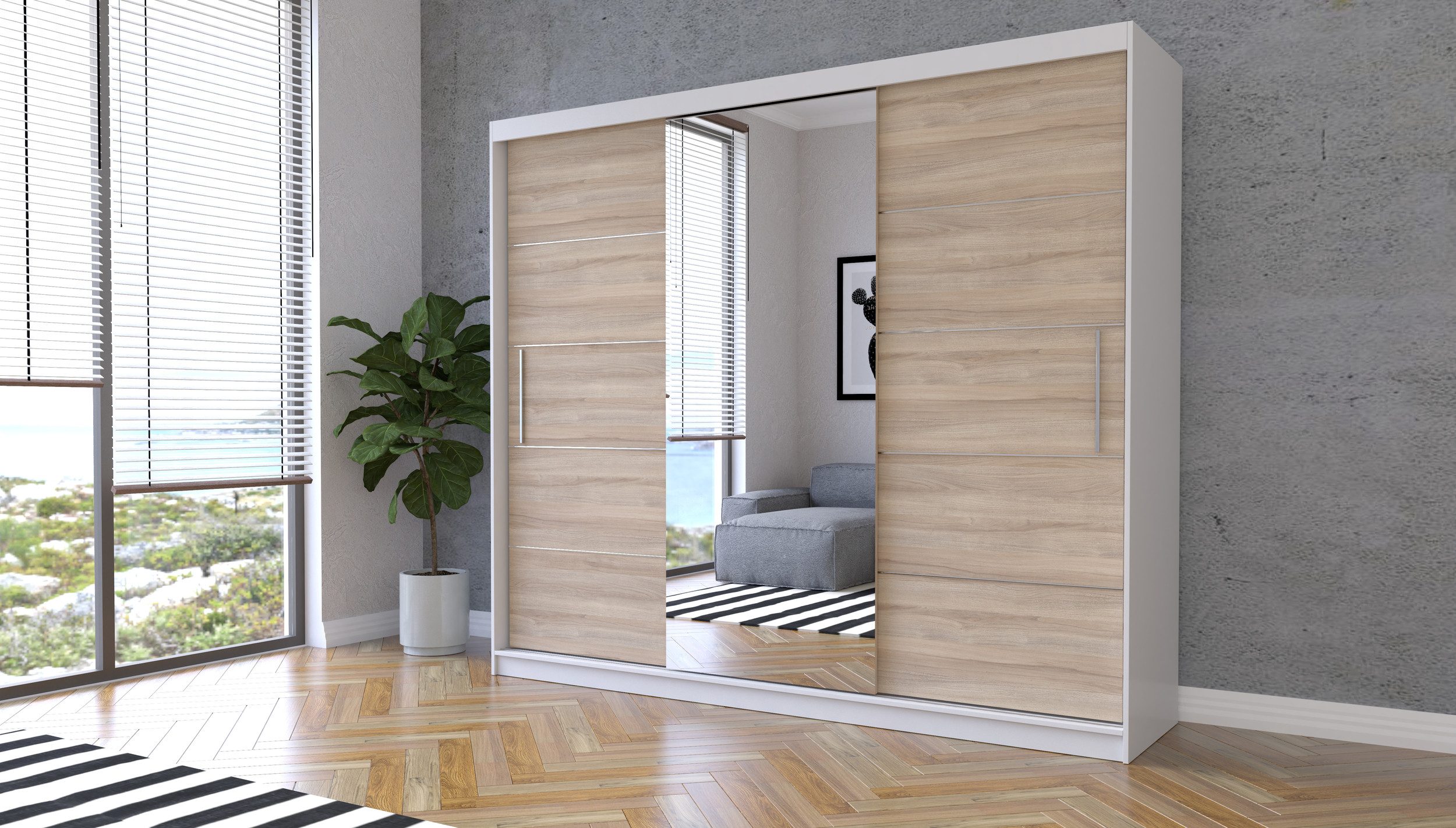 MOEBLO Kleiderschrank ELBA I (Schwebetürenschrank 2-türig günstig online kaufen