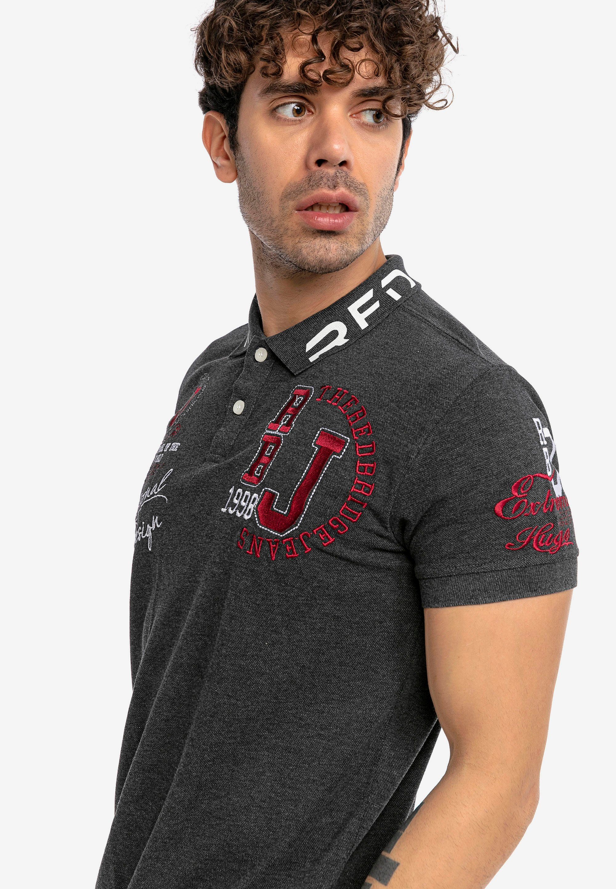 Poloshirt RedBridge Stickerei Slim Orlando Fit mit im dunkelgrau