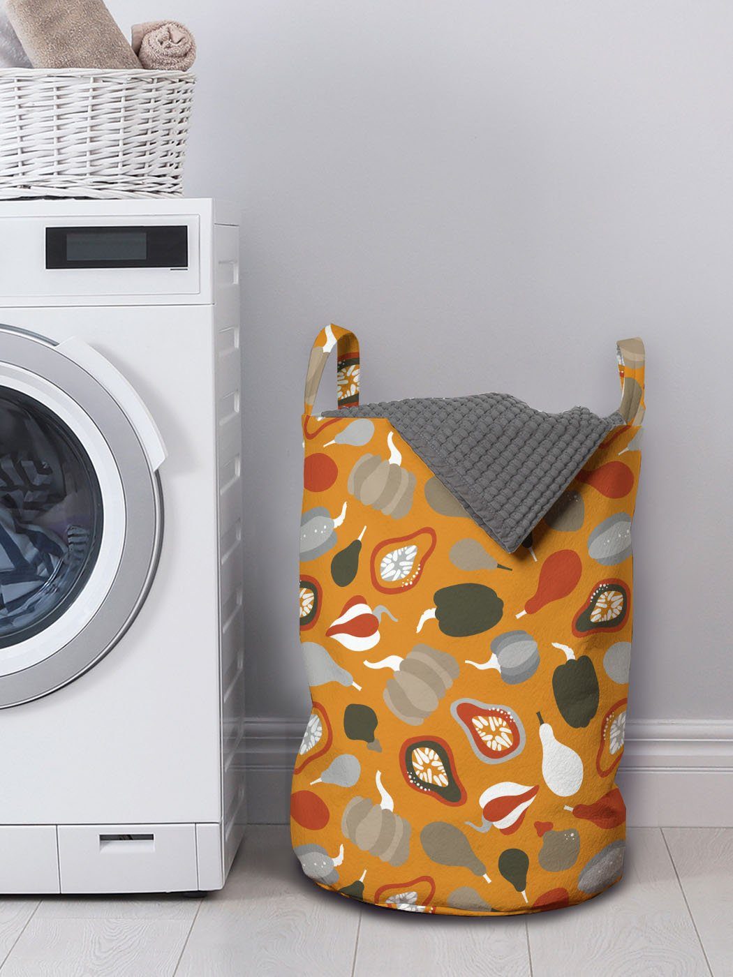 Orange Kürbisse für verschiedene Wäschesäckchen Kordelzugverschluss und Wäschekorb Waschsalons, Gelb Griffen mit Abakuhaus