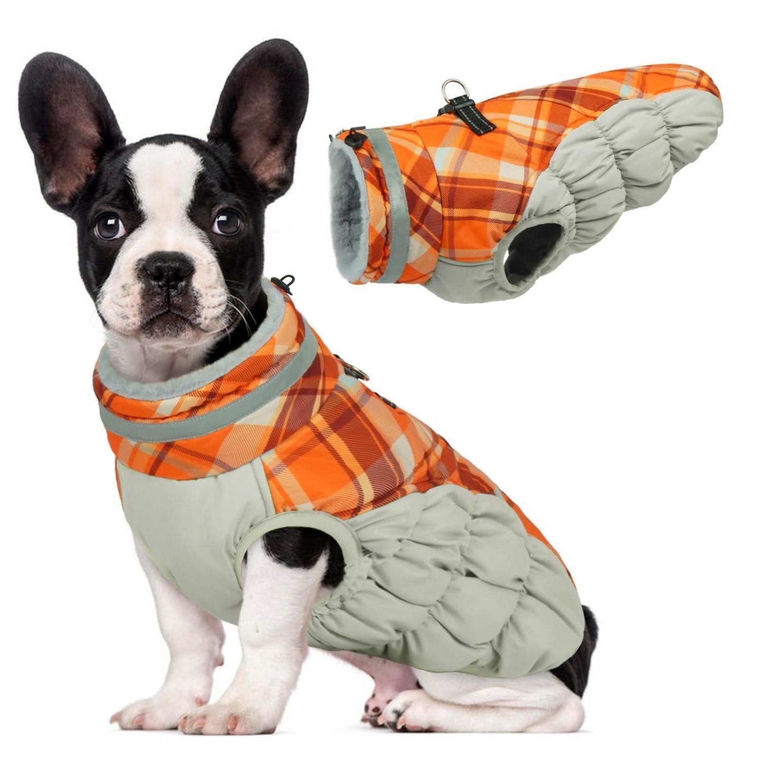 LuxusKollektion Hundemantel Hunde Wintermantel Orange Plaid XS