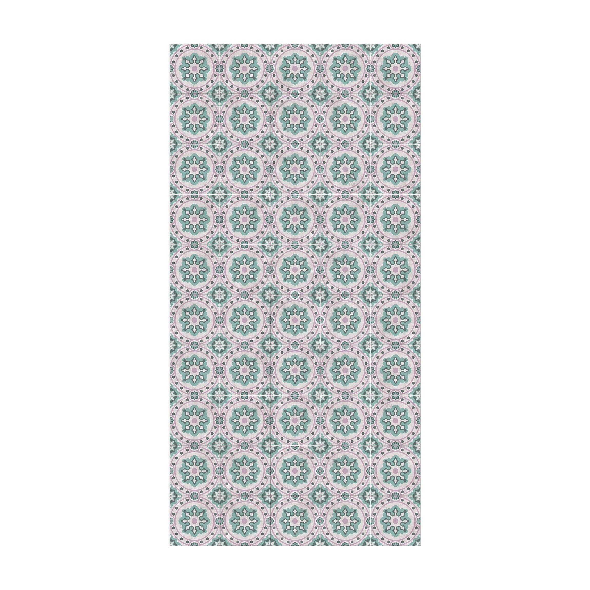 Bilderdepot24 Teppich Teppich Vinyl Flur Küche Fliesen Muster funktional lang modern, Läufer - violett glatt, nass wischbar (Schmutz, Tierhaare) Saugroboter & Bodenheizung geeignet