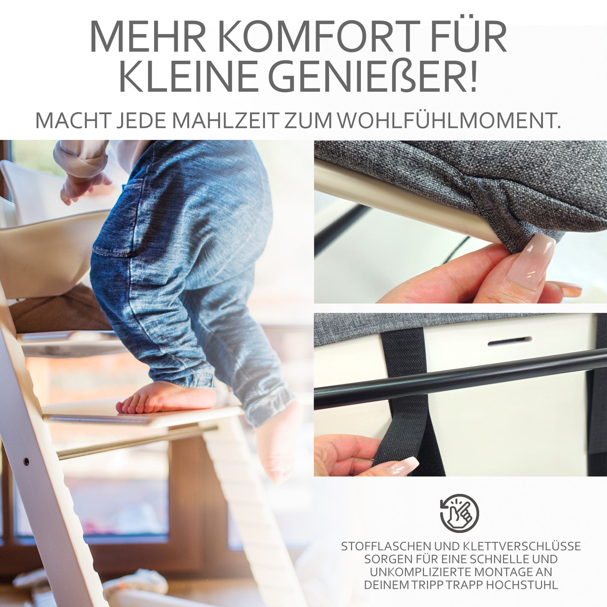 BambiniWelt by Rafael K. Hochstuhlauflage Ersatzbezug Bezug Sitzkissen Kissen kompatibel mit STOKKE Tripp Trapp, abnehmbar, robust