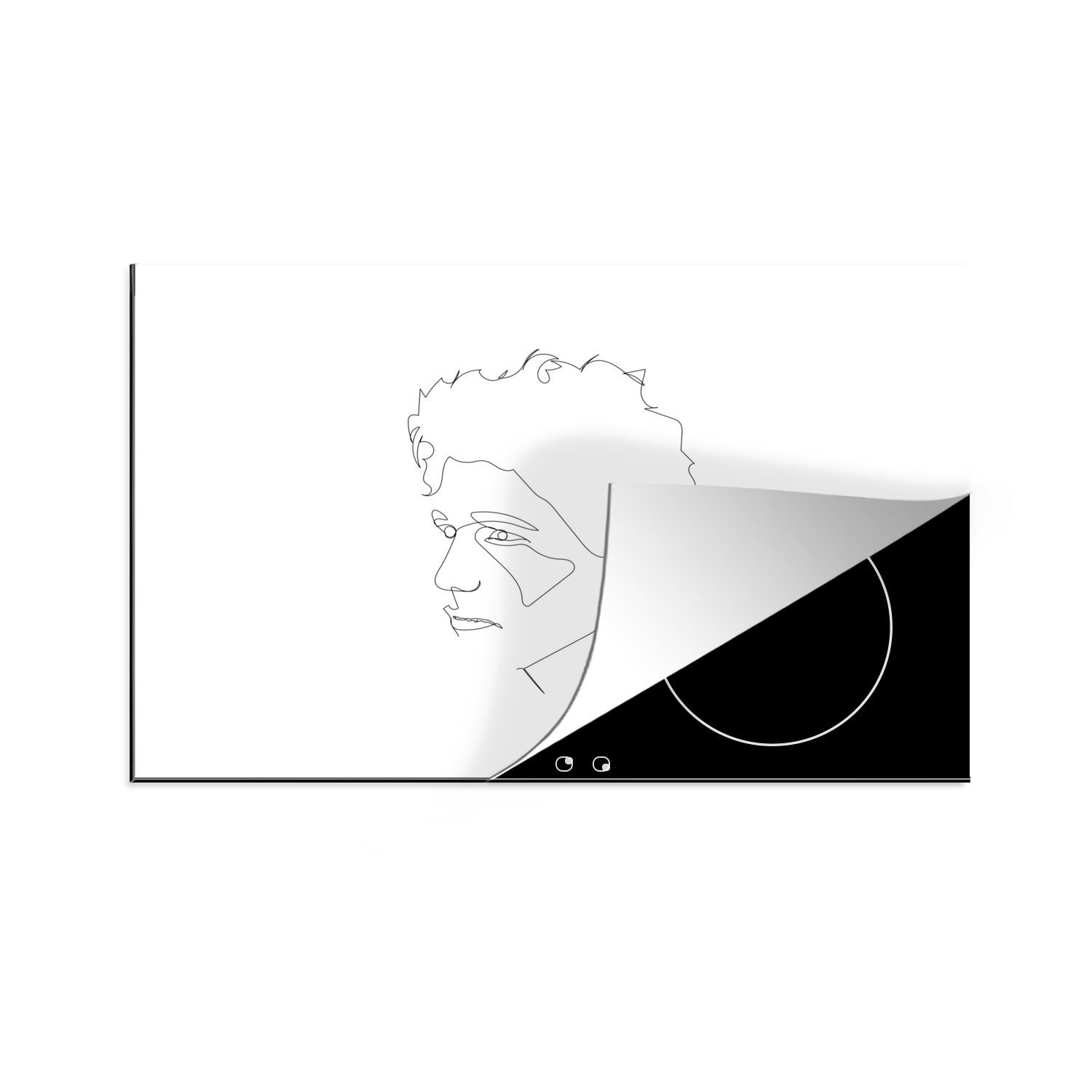MuchoWow Herdblende-/Abdeckplatte Linienkunst - Mensch - Abstrakt, Vinyl, (1 tlg), 81x52 cm, Induktionskochfeld Schutz für die küche, Ceranfeldabdeckung