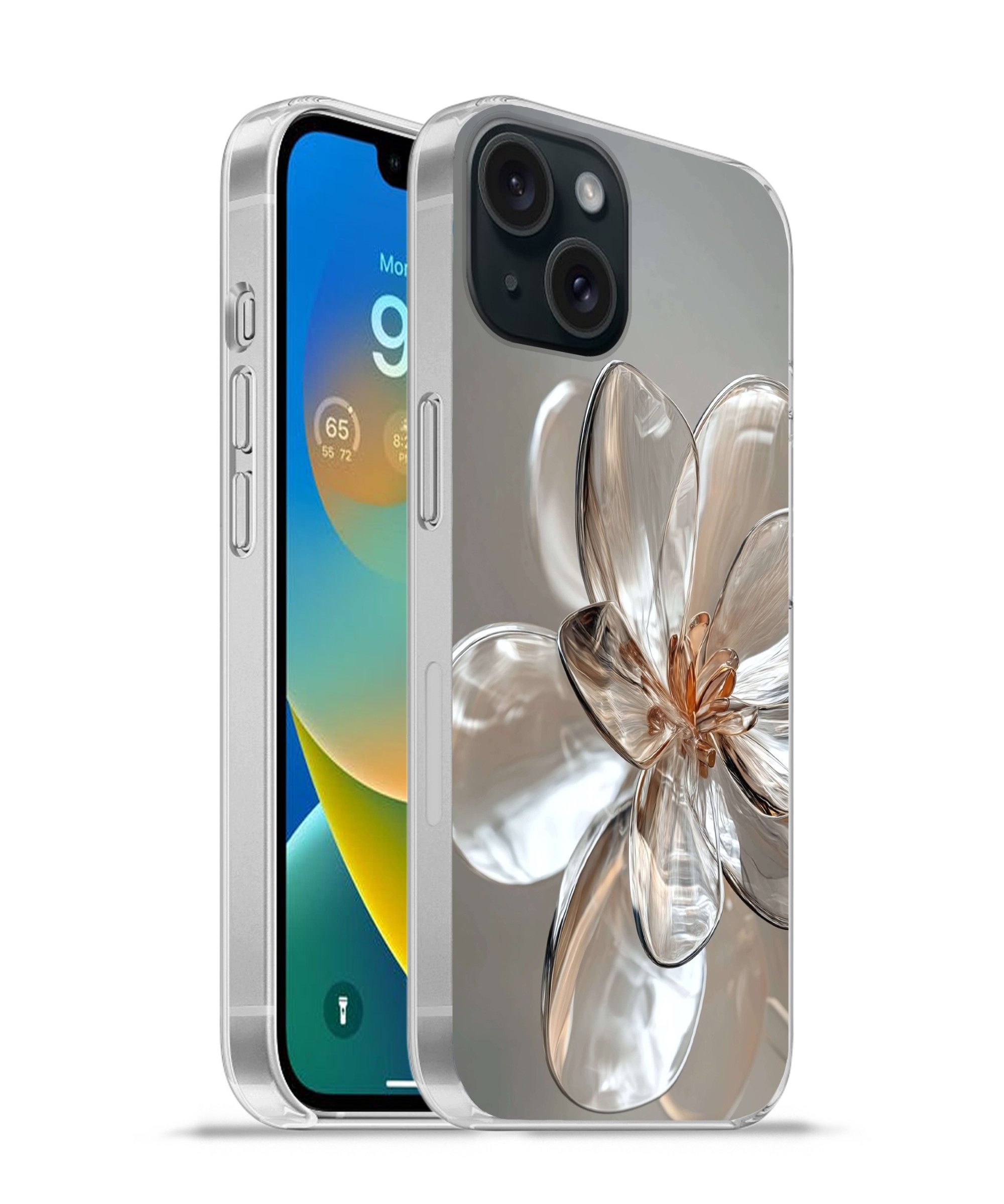 MuchoWow Handyhülle für Apple iPhone 15 Blume - Gläser - Transluzent, Smartphone-Bumper, Print, Handy Schutzhülle Dünn