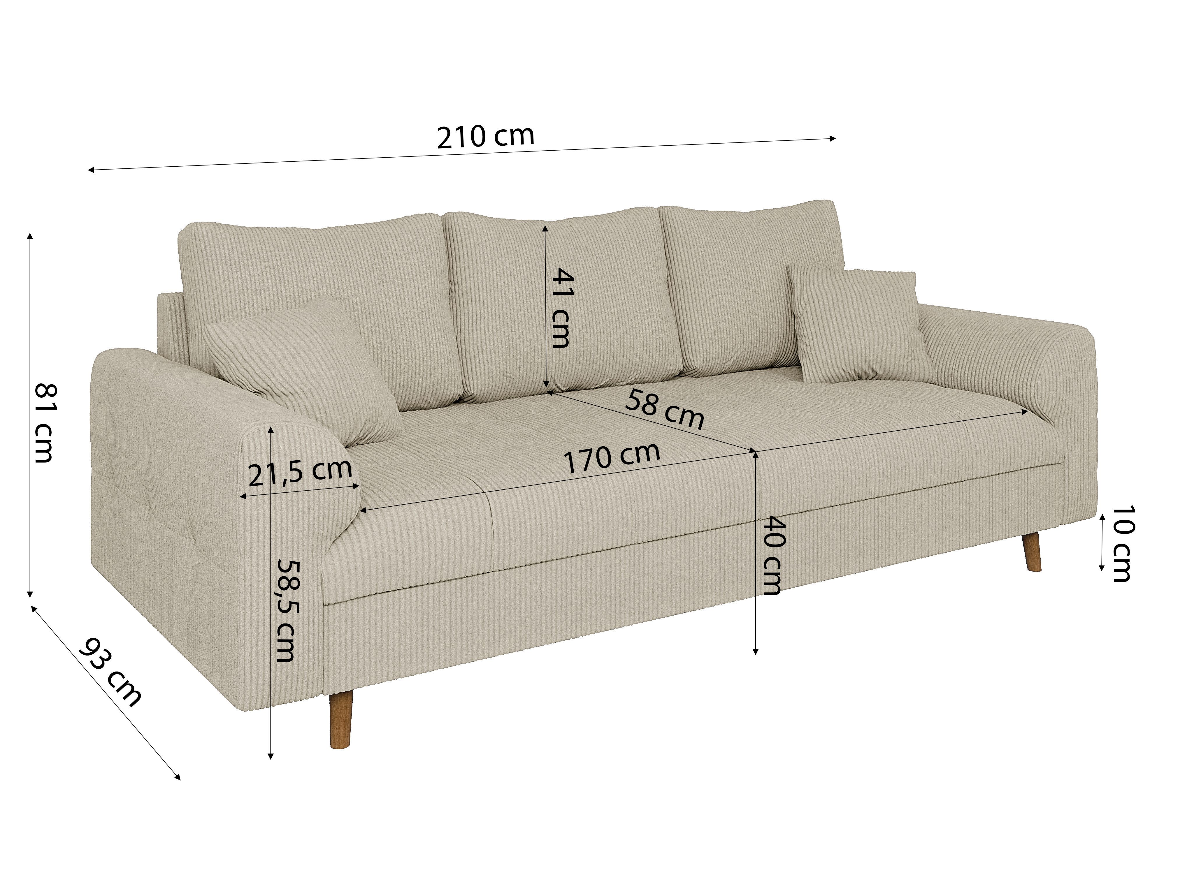 S-Style Möbel Polstergarnitur 3+2+1 Zara mit Braun Holzfüßen im skandinavis günstig online kaufen