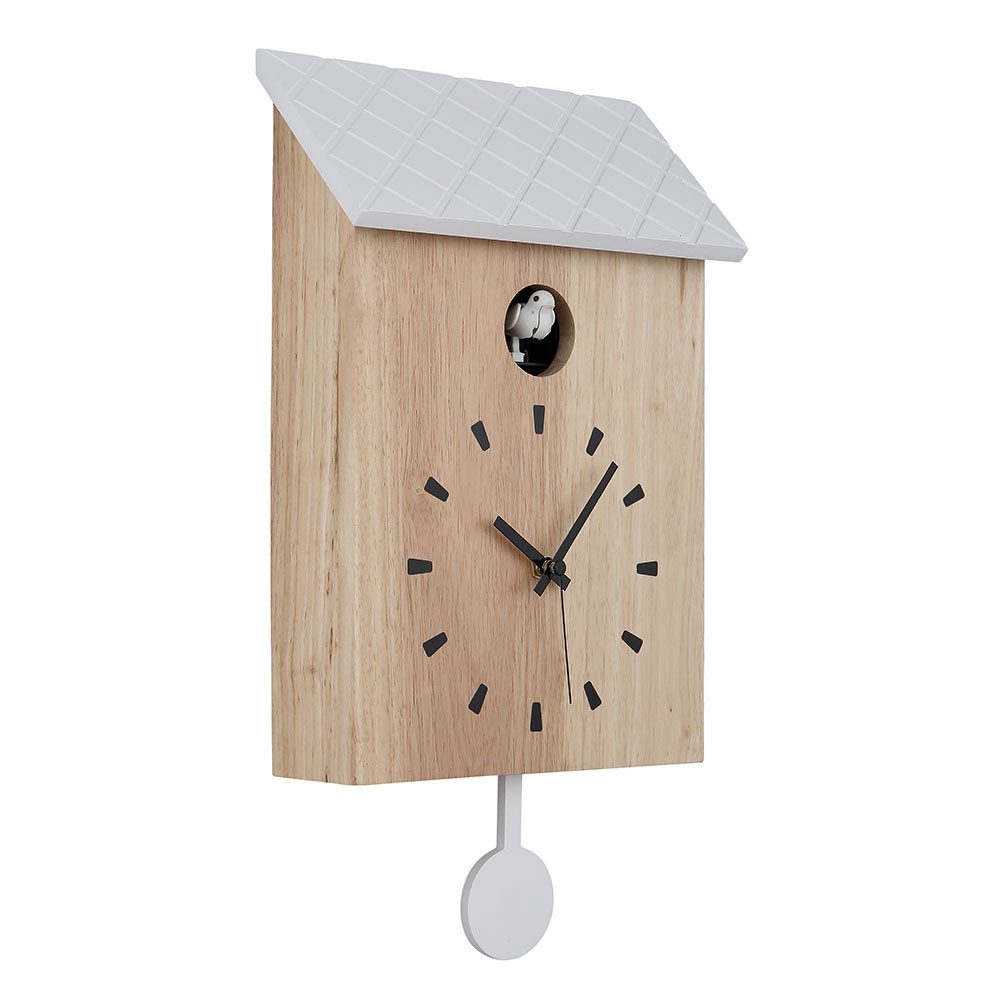 GLOBO LIGHTING Wanduhr (Wanduhr Holzuhr Kuckucksuhr Pendeluhr naturfarben weiß, BxH 22 x 38 cm)