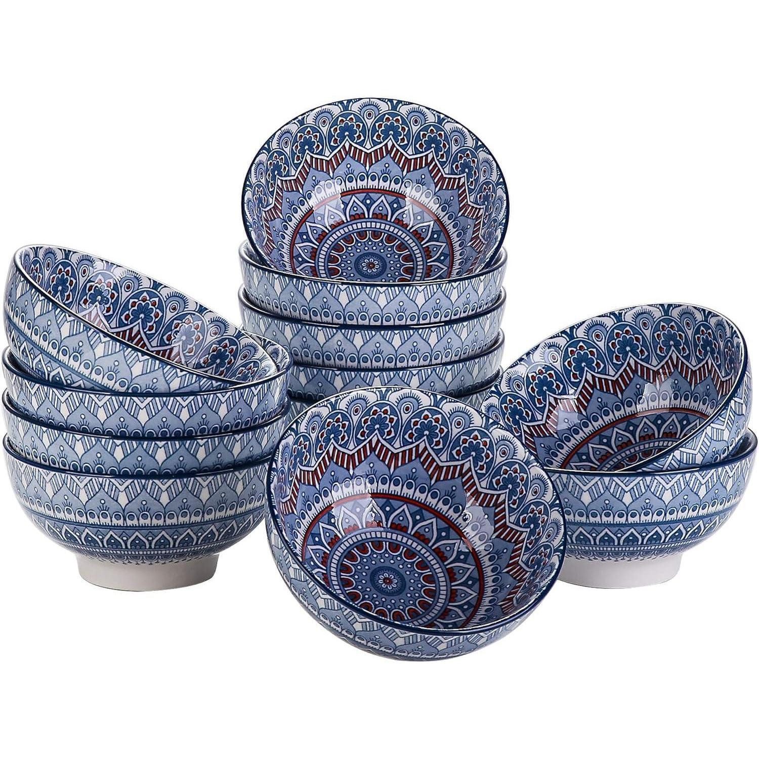 LuxusKollektion Müslischale Müslischalen Porzellan 650 ml Eisschale 12 pièces Mandala türkis
