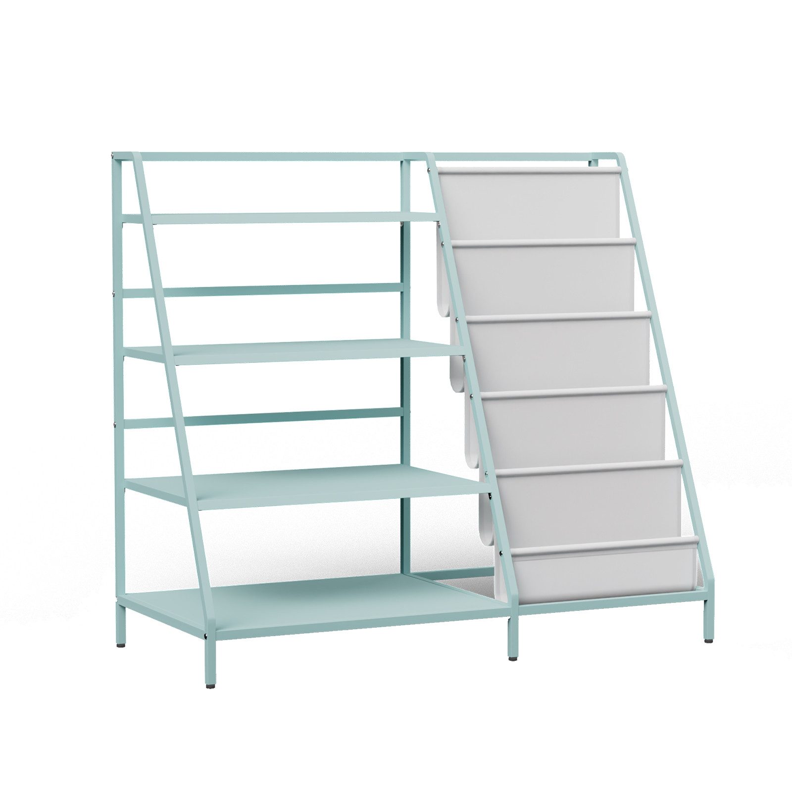 radelldar Kinderregal Bücherregal, mit 4 Fächern & 5 Taschen, Metall, 90x40 günstig online kaufen