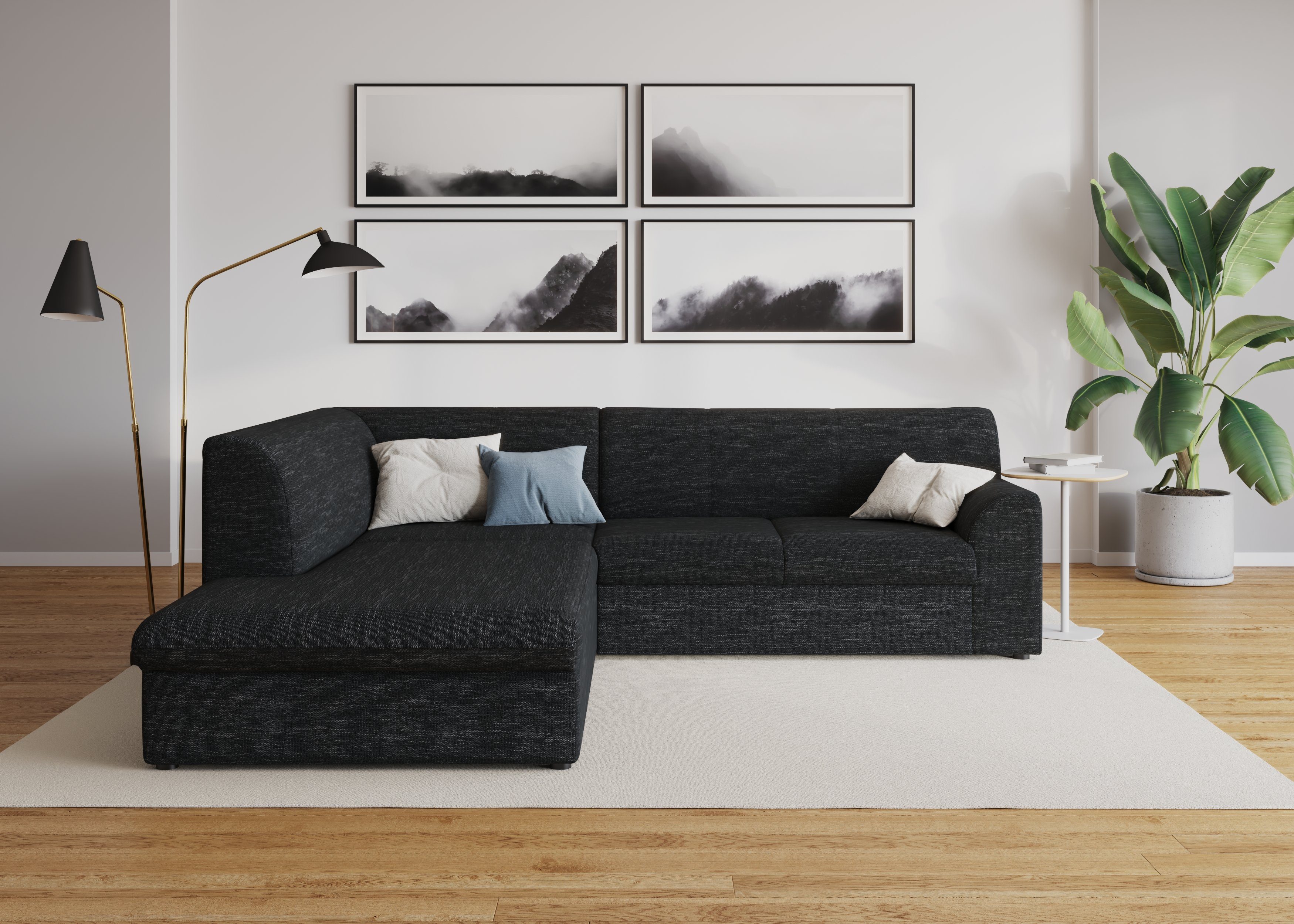 DOMO collection Ecksofa Topper zeitlos elegant, kompakte StellmaßeL-Form, mit Ottomane, wahlweise mit Schlaffunktion
