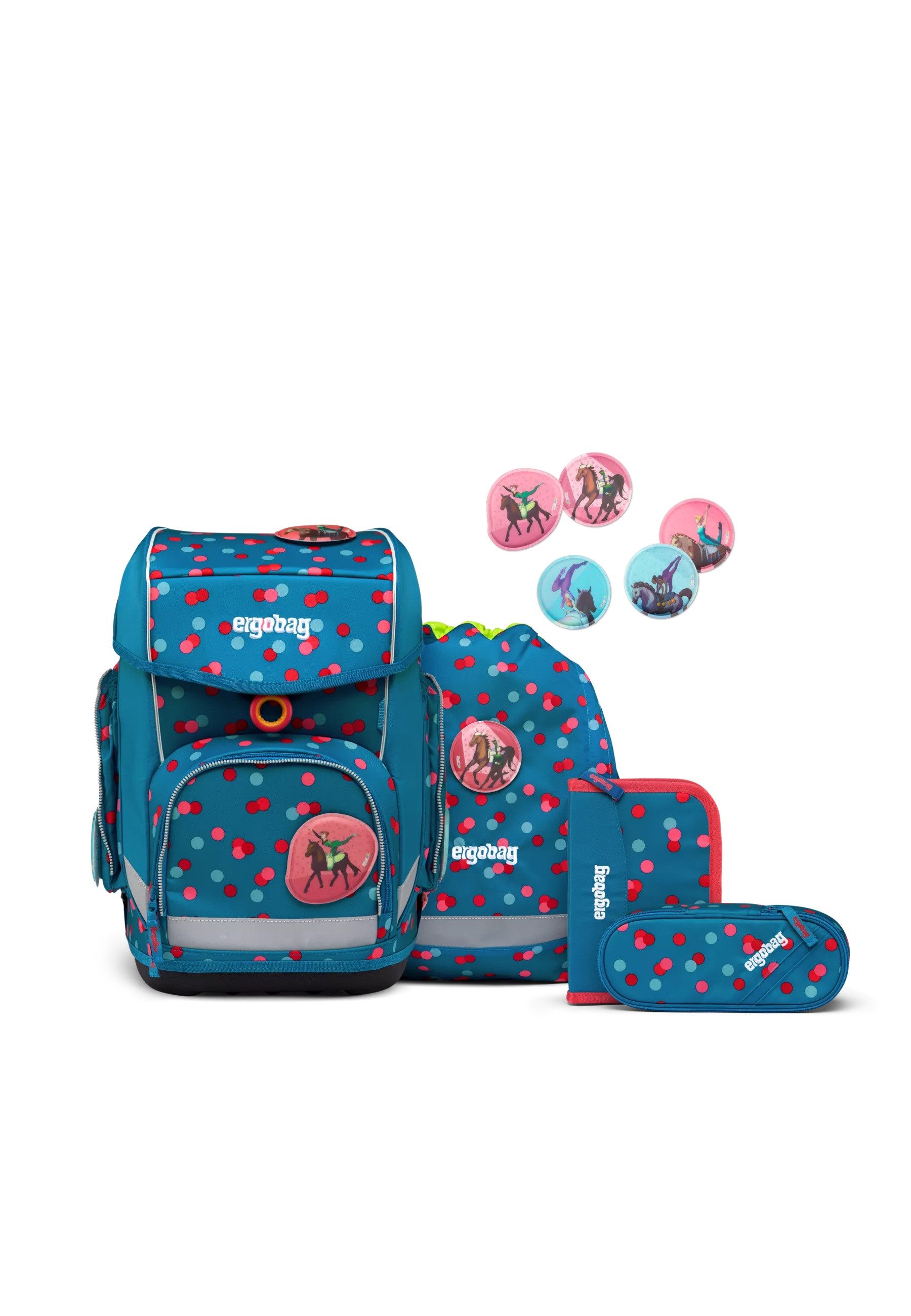 ergobag Schulranzen cubo Set (5-tlg., cubo Set), verstellbarer Brustgurt