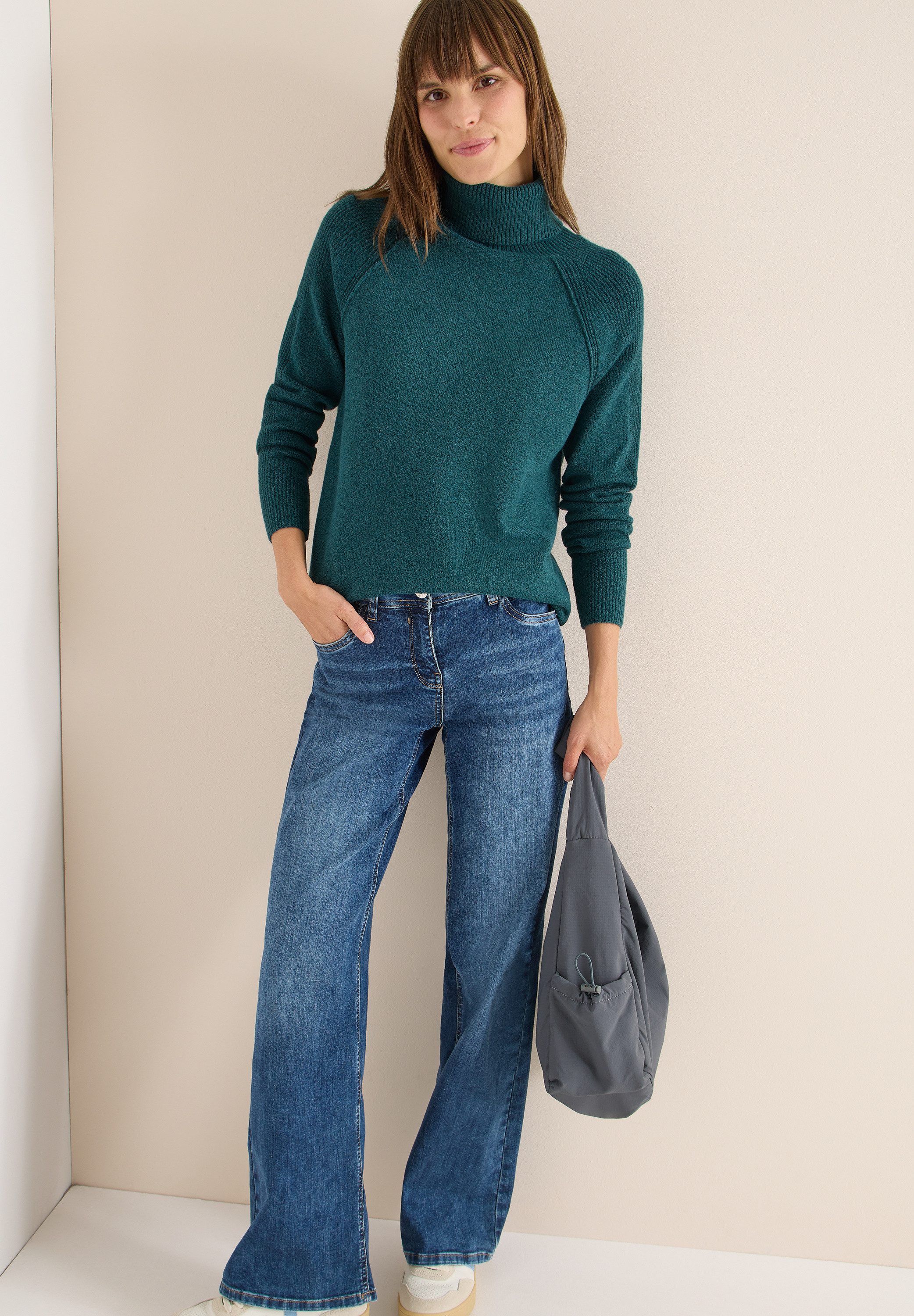 CECIL Rollkragenpullover im angenehmen Materialmix