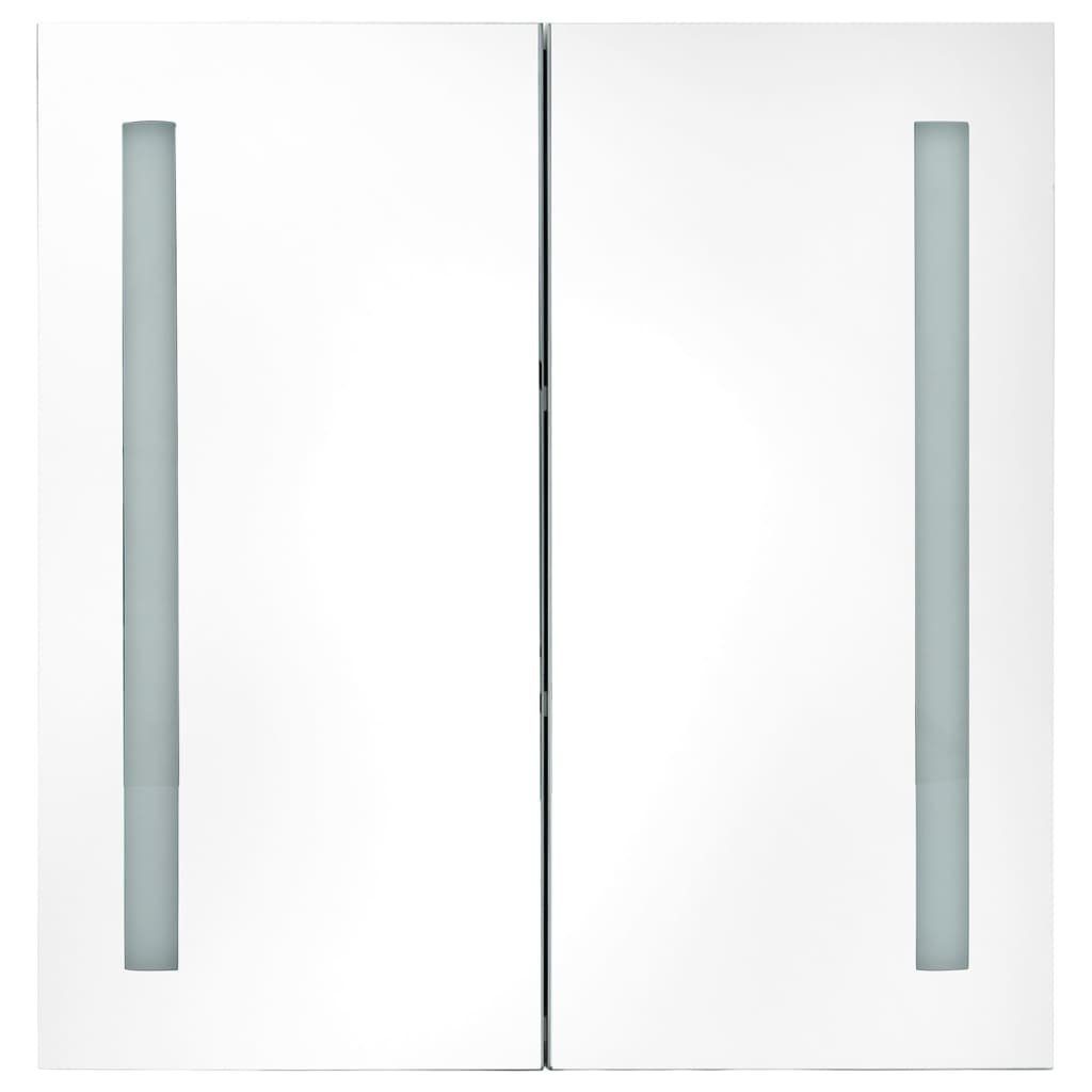 Eichefarben und LED-Bad-Spiegelschrank Weiß Eichen-Optik vidaXL 62x14x60 Badezimmerspiegelschrank cm (1-St) und Weiß