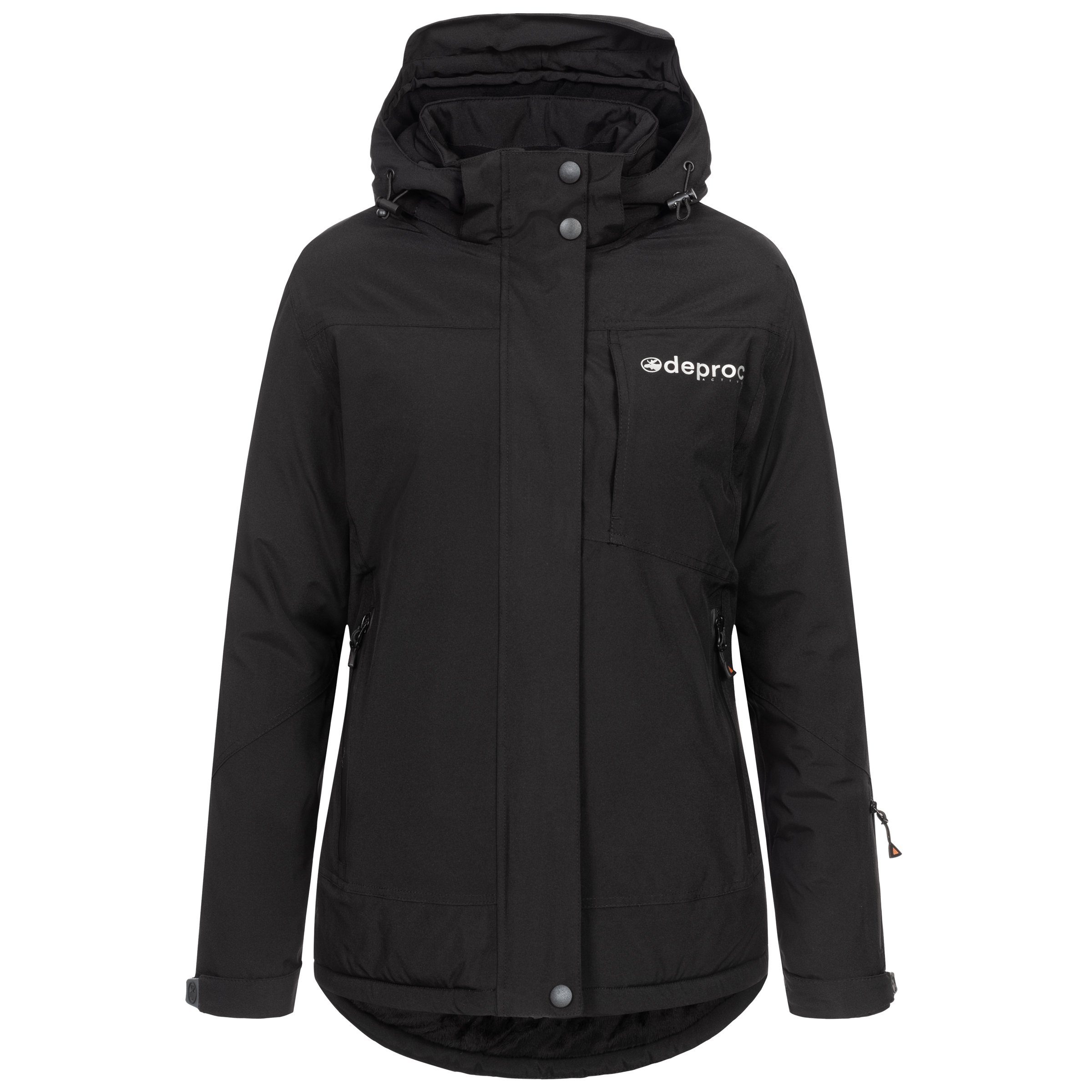 Windfang WOMEN NEW Größen Active großen DEPROC in herausnehmbarem erhältich, black Winterjacke CS mit auch MONTREAL