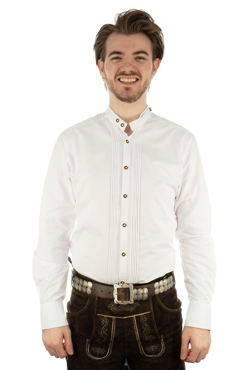 OS Trachten Trachtenhemd Pewya Langarmhemd mit Stehkragen mit Riegel