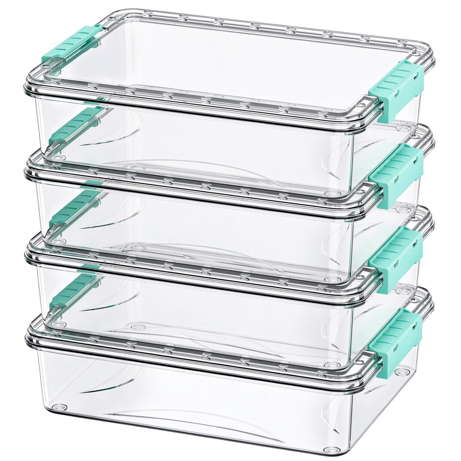 POPOLIC Aufbewahrungsbox 4-teiliges, stapelbares, transparentes Aufbewahrungsset mit 4 Deckeln (4 St)