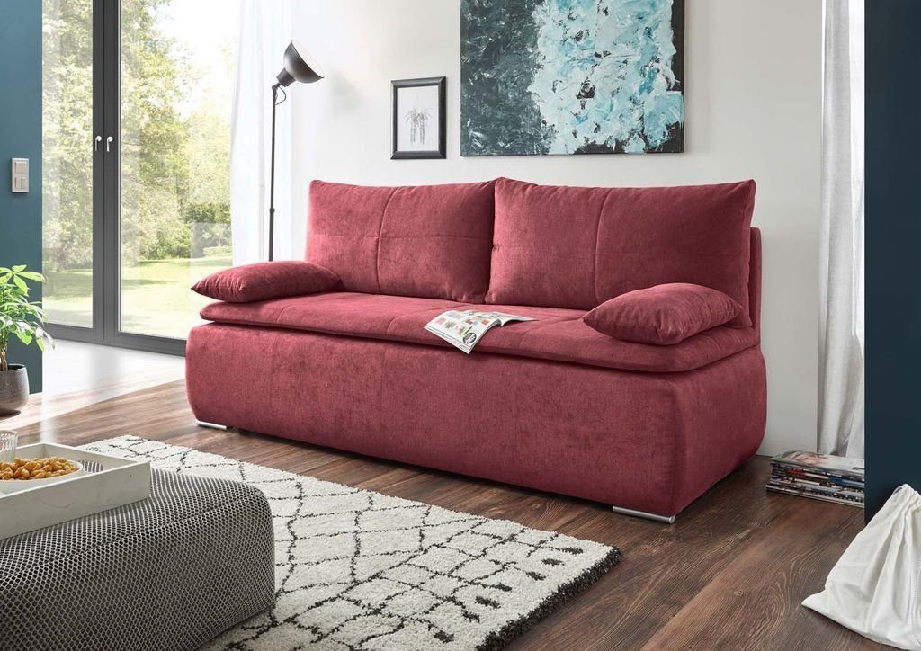 ED EXCITING Sofa Jana Rot Couch (Berry) Schlafcouch Schlafsofa Schlafsofa, 208x95 cm DESIGN