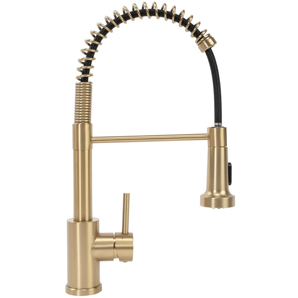 wohnwerk.idee Küchenarmatur Wasserhahn Küche ausziehbar Gold Matt Gebürstet Kupfer Schwarz Chrom