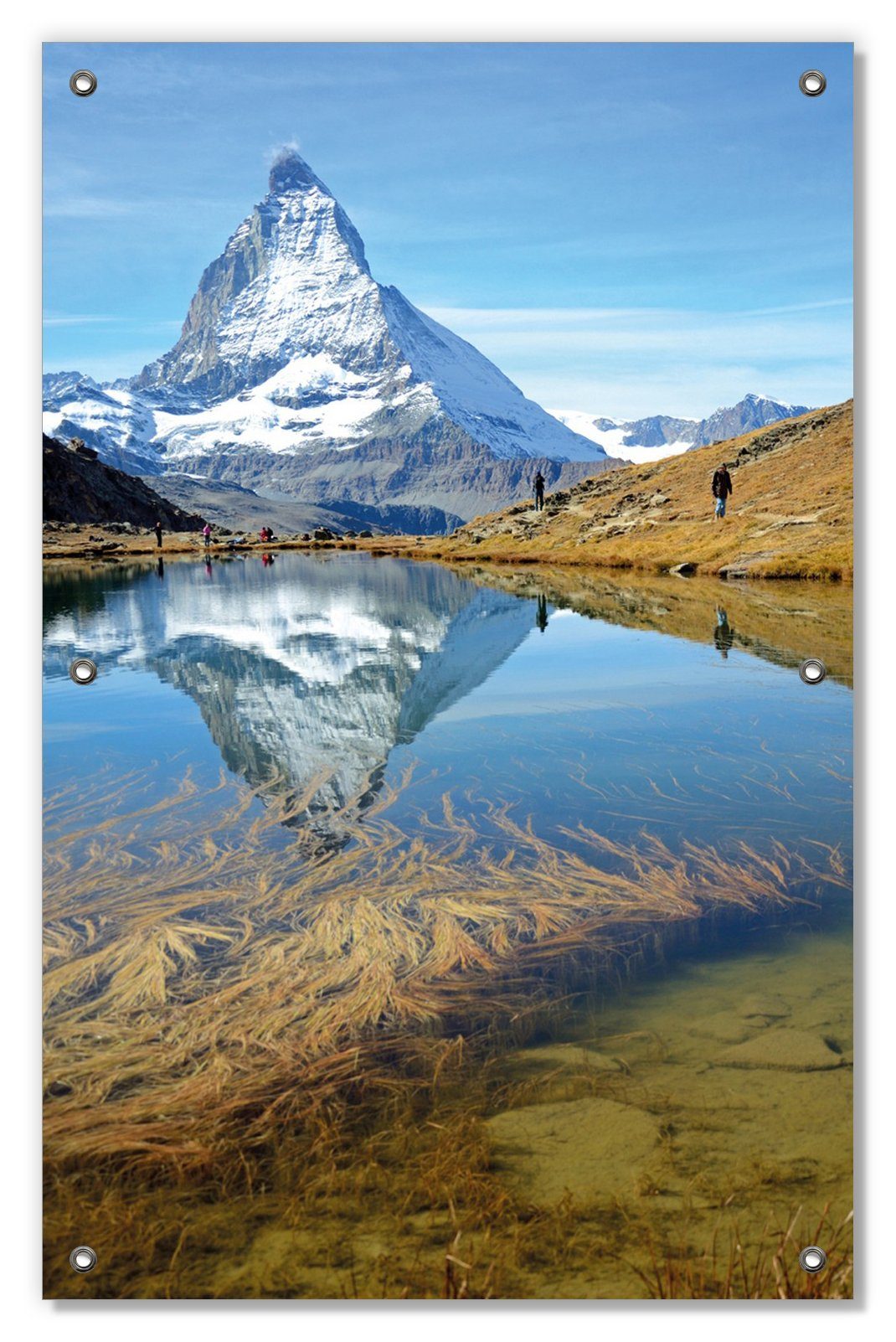 Sonnenschutz Matterhorn - Spiegelung im See, Wallario, blickdicht, mit Saugnäpfen, wiederablösbar und wiederverwendbar