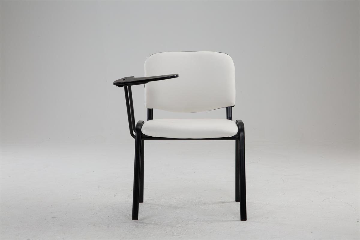 TPFLiving Besucherstuhl Keen mit hochwertiger - schwarz - - Metall weiß Sitzfläche: Polsterung Konferenzstuhl Warteraumstuhl - (Besprechungsstuhl Kunstleder Messestuhl), Gestell
