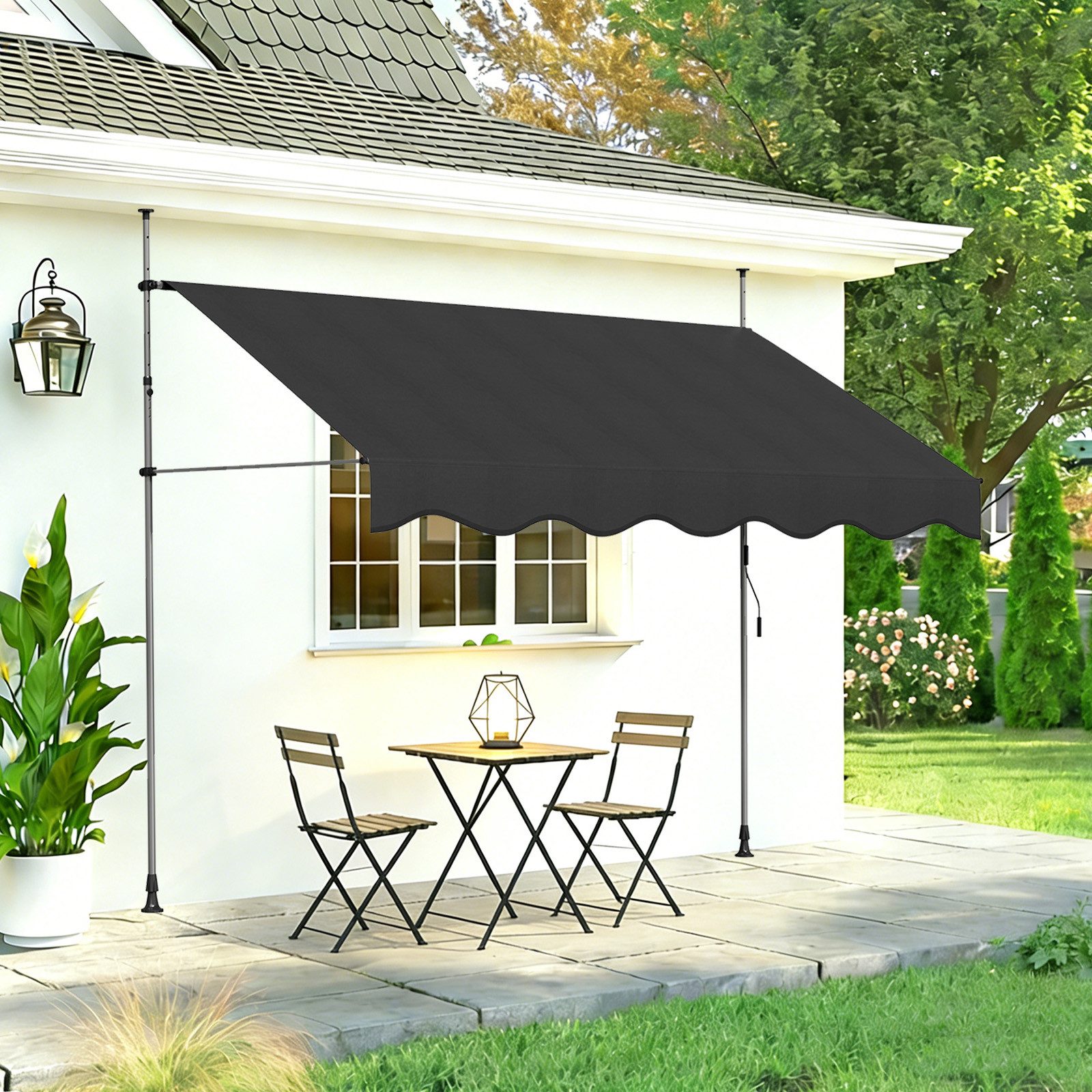 JEOBEST Klemmmarkise Balkonmarkise ohne Bohren, Markise mit Handkurbel 285cm (1-St.Gelenkarmmarkise,Höhenverstellbar,UV-beständig)für Garten,Balkon – Bild 3 von 5