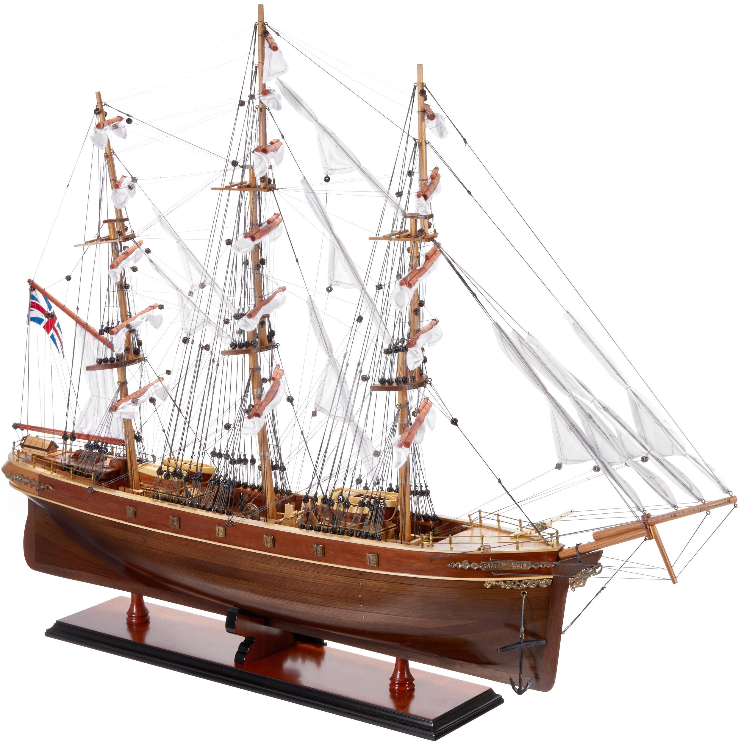 BRUBAKER Dekoobjekt Modellsegelschiff Cutty Sark (Replikat kein Bausatz, 1 St., Luxus Dekoration Segelschiff Handarbeit mit Zertifikat), Modellschiff im Maßstab 1:100 - 88 x 13 x 67 cm