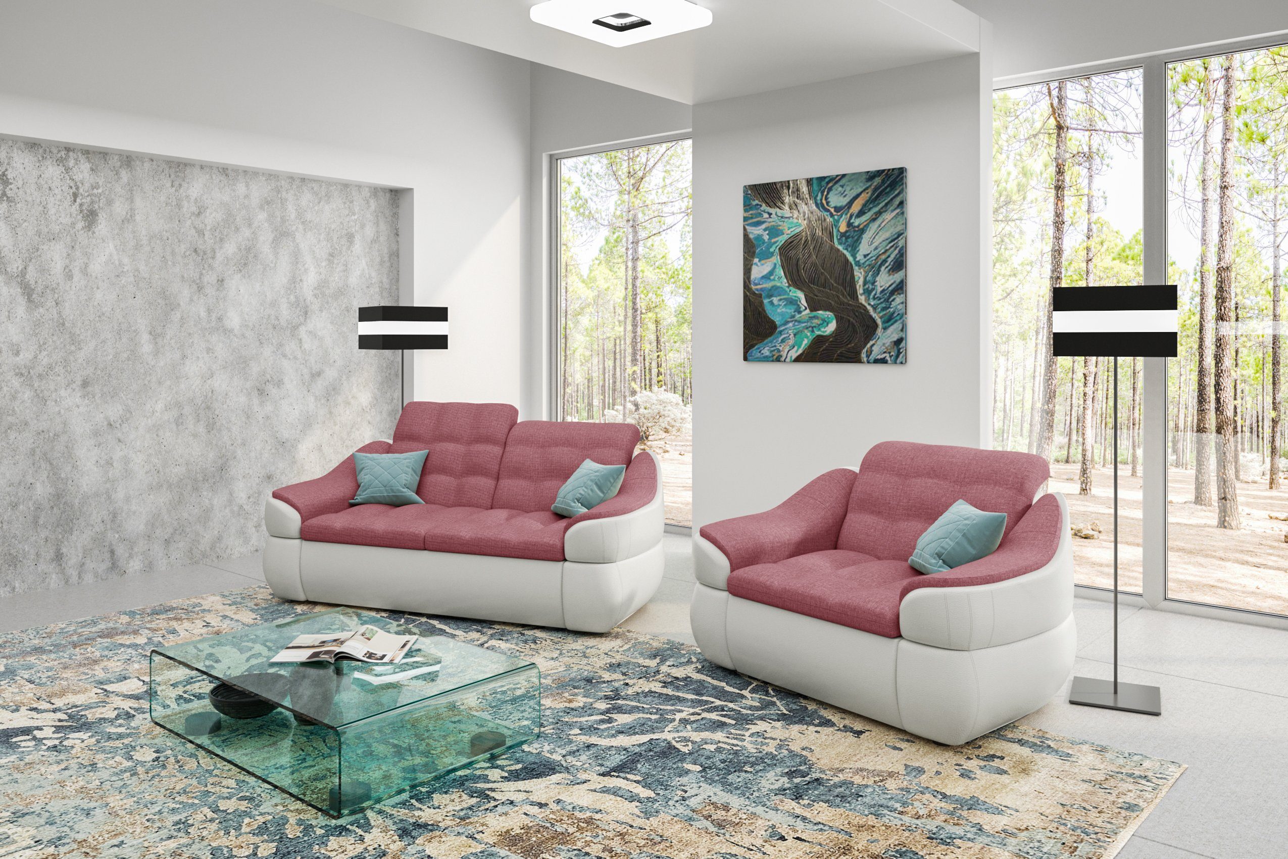 2-Sitzer Sofa Design Alisa, (Set bestehend Sessel, Stylefy aus Modern und (2-tlg), Polstergarnitur