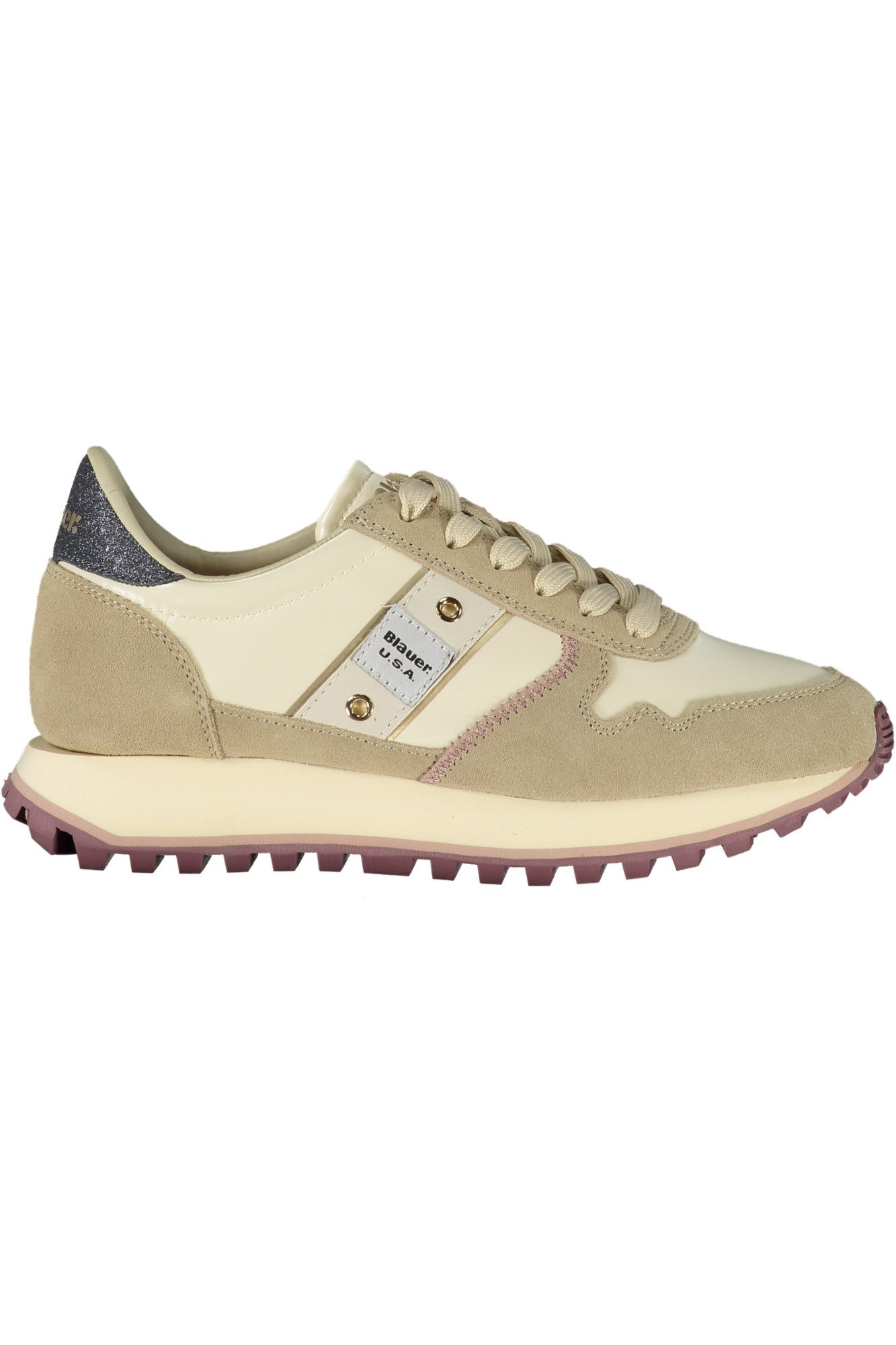 Blauer Sneaker Beige Damensportschuhe mit Kontrastdetails und