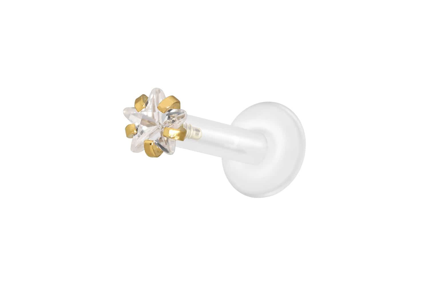 Piercing-Set PTFE Labret mit Innengewinde + Titan-Aufsatz EINGEFASSTER