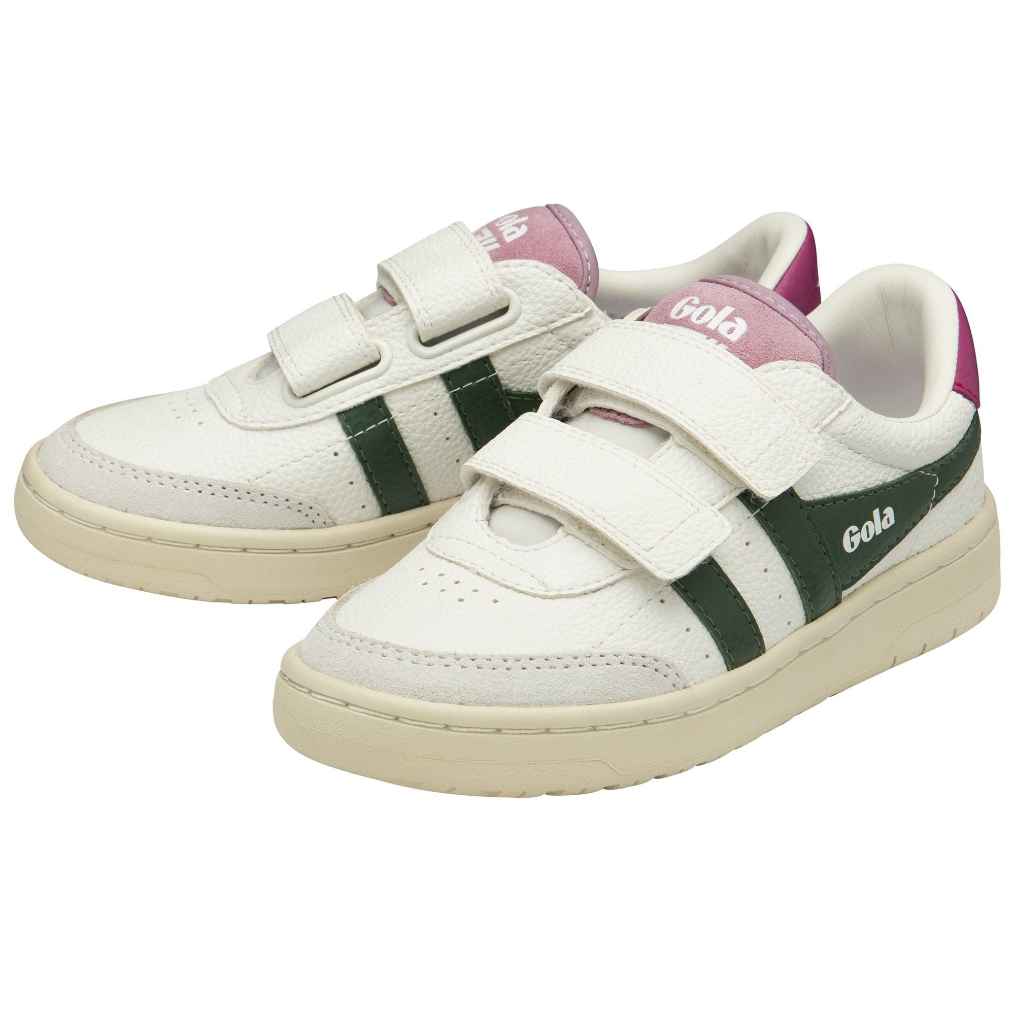 Falcon 2025 (PU,Klettverschluss) weiss/immergrün/fuchsiapink Kinder Sneaker