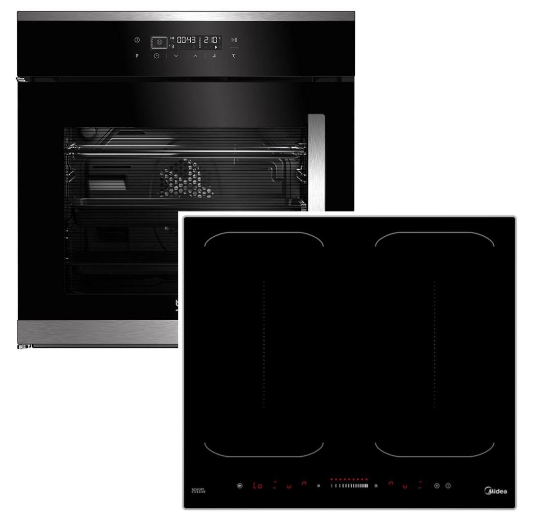 BEKO Backofen-Set Herdset Einbaubackofen mit Induktionskochfeld mit Booster autark 60 cm