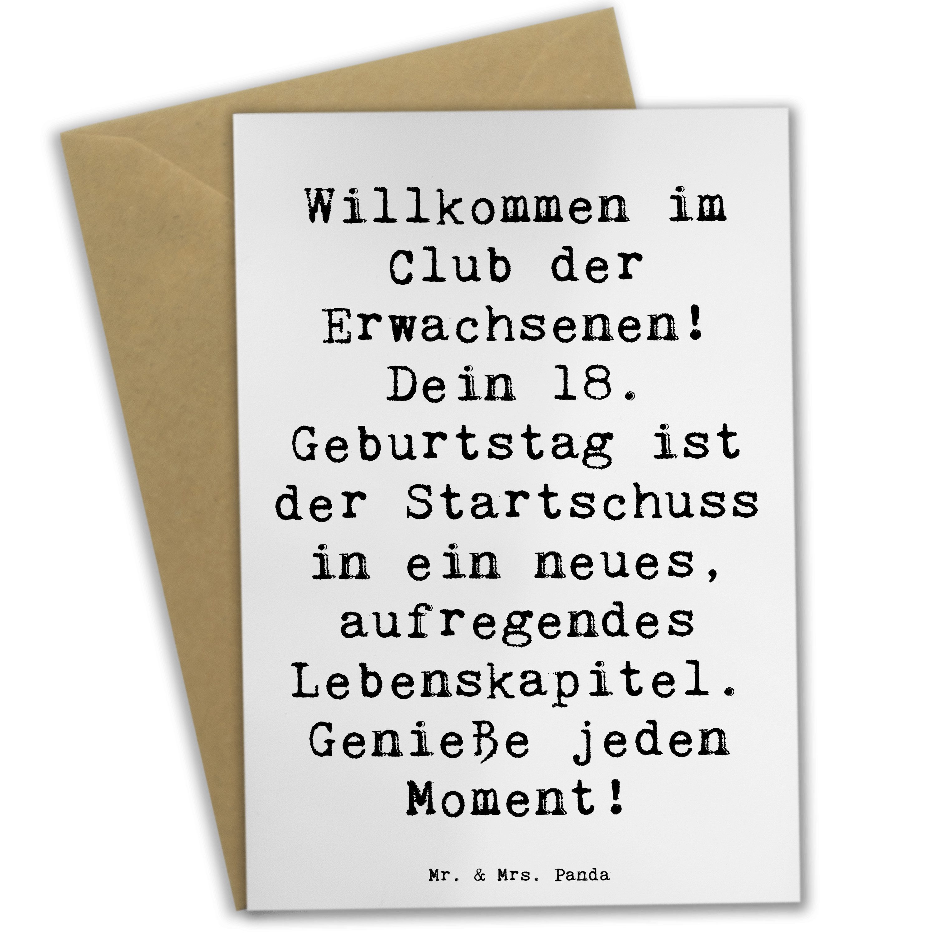 Grußkarte Spruch 18. Geburtstag Start - Weiß - Geschenk, Welt der Erwachsenen