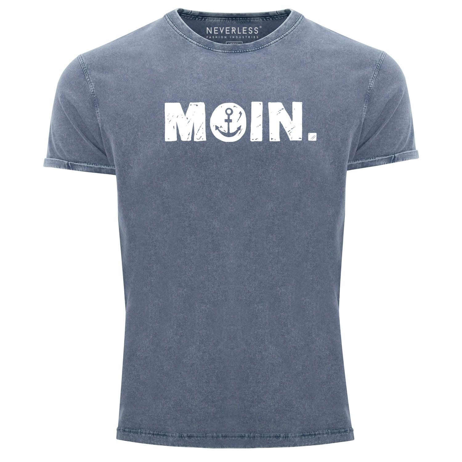 Neverless Print-Shirt Herren Vintage Shirt Moin Dialekt Norden Hamburg Anke günstig online kaufen