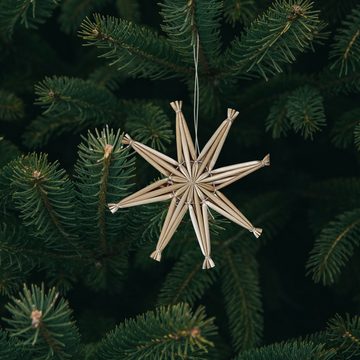 CEPEWA Dekohänger Strohsterne 18er Set 6 Motive Sterne Christbaumschmuck