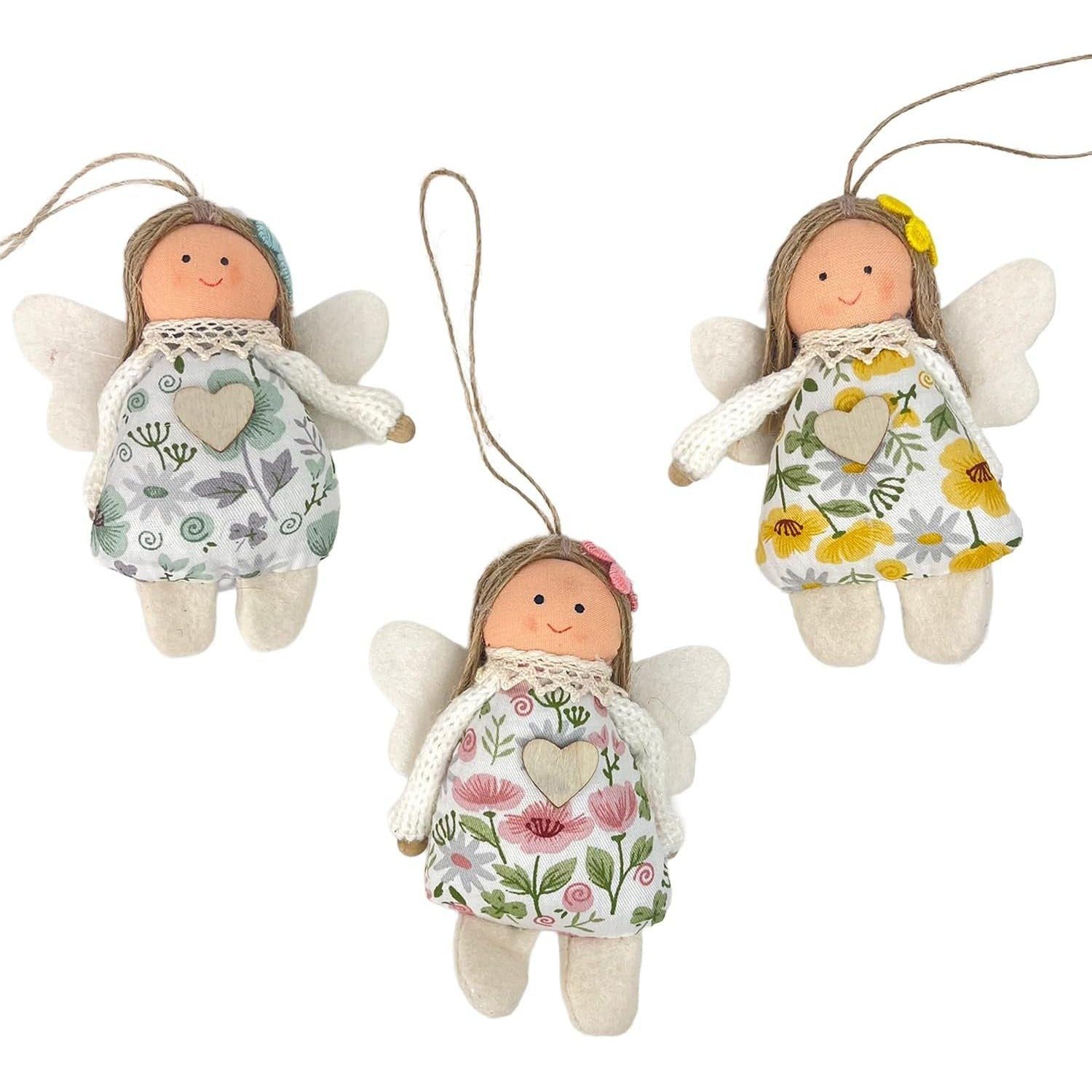 Logbuch-Verlag Dekofigur Deko-Elfen 3er Set Flowerpower aus Stoff zum Hängen, je ca. 10 cm