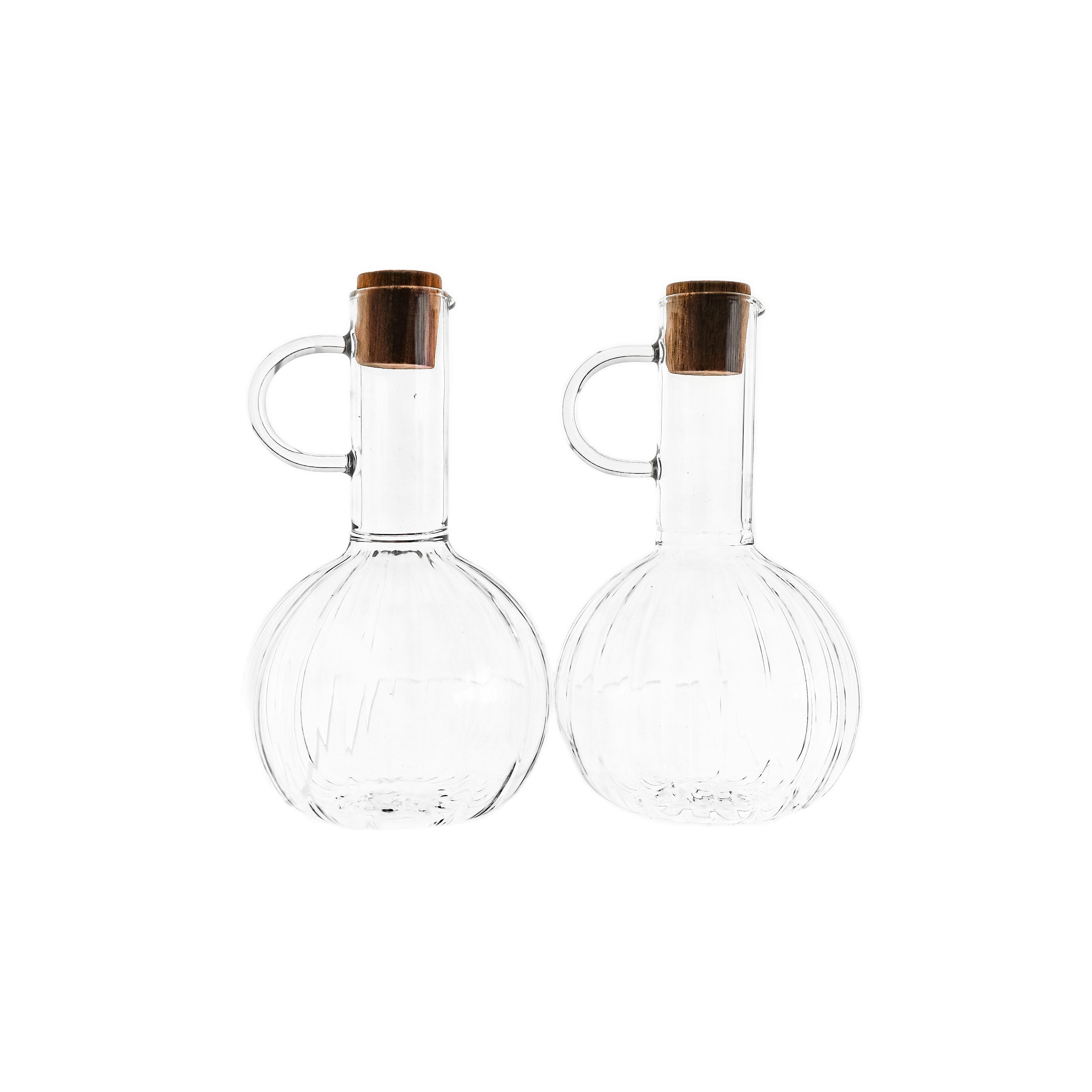 Almina Menage-Set Öl & Essigflasche "Luana Doppio" 2-tlg aus Borosilikatglas mit Korken, (2-tlg)