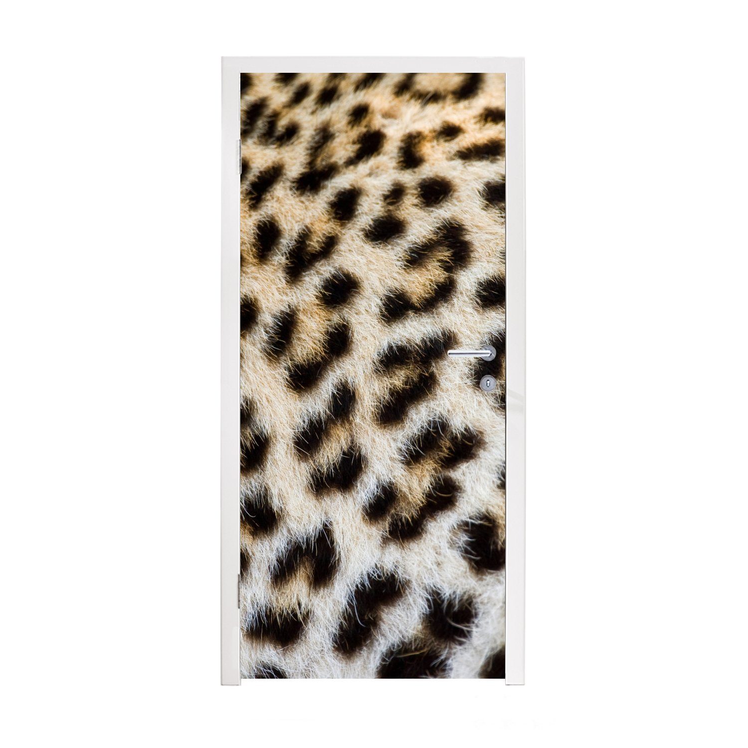 MuchoWow Türtapete Nahaufnahme Mantel Leopard, Matt, bedruckt, (1 St), Fototapete für Tür, Türaufkleber, 75x205 cm