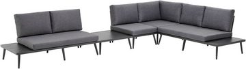 KONIFERA Gartenlounge-Set Denver, (Set, 14-tlg., 2x 2er Sofa mit Ablae, 1x Ecke, 1x Sessel, 1x Tisch 85x85x39,5cm), Aluminium, inkl. Auflagen, individuell stellbar, 6 Personen