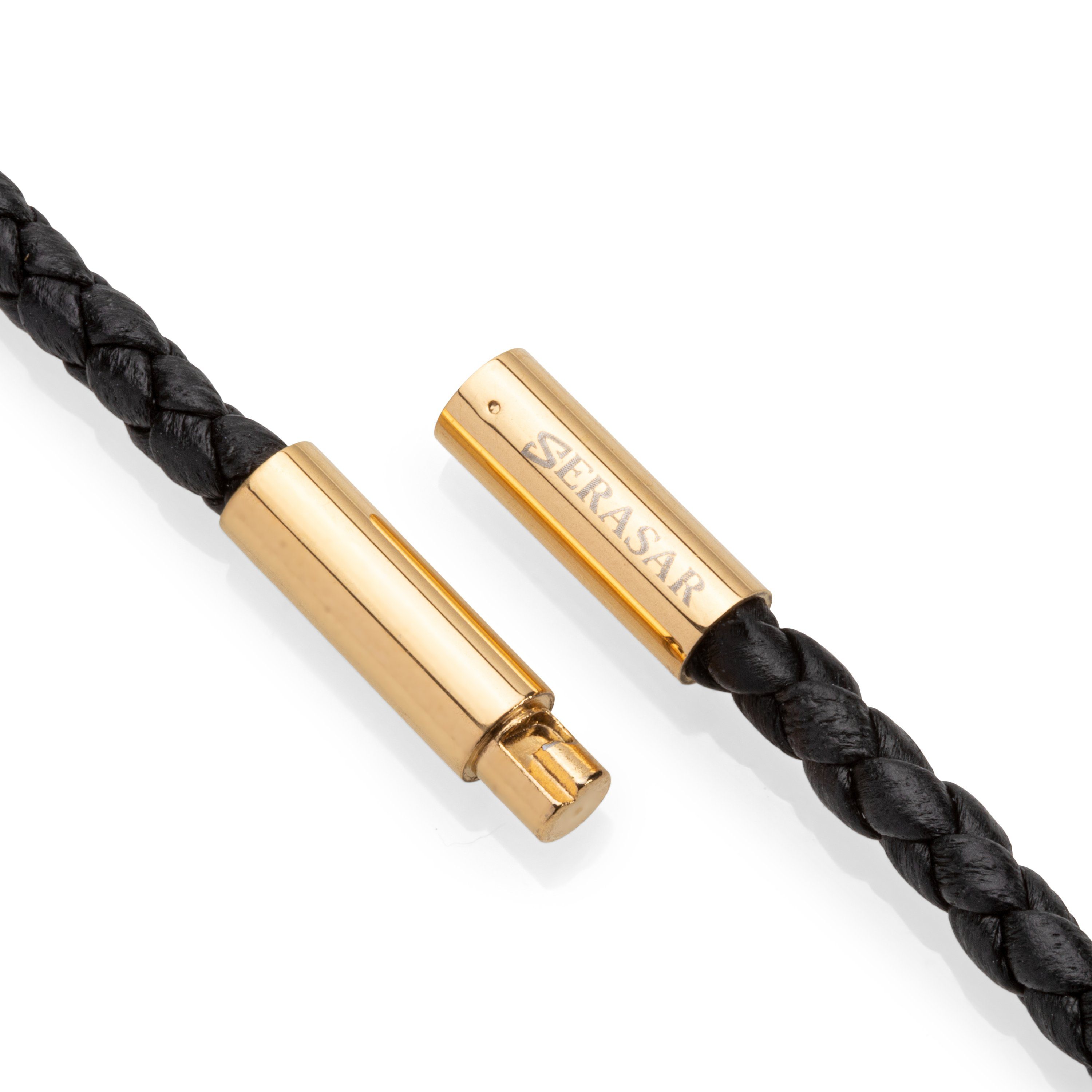 SERASAR Lederband Leder Halskette aus Edelstahl (1-tlg), Gold mit Anhänger Echtleder "Arrow"