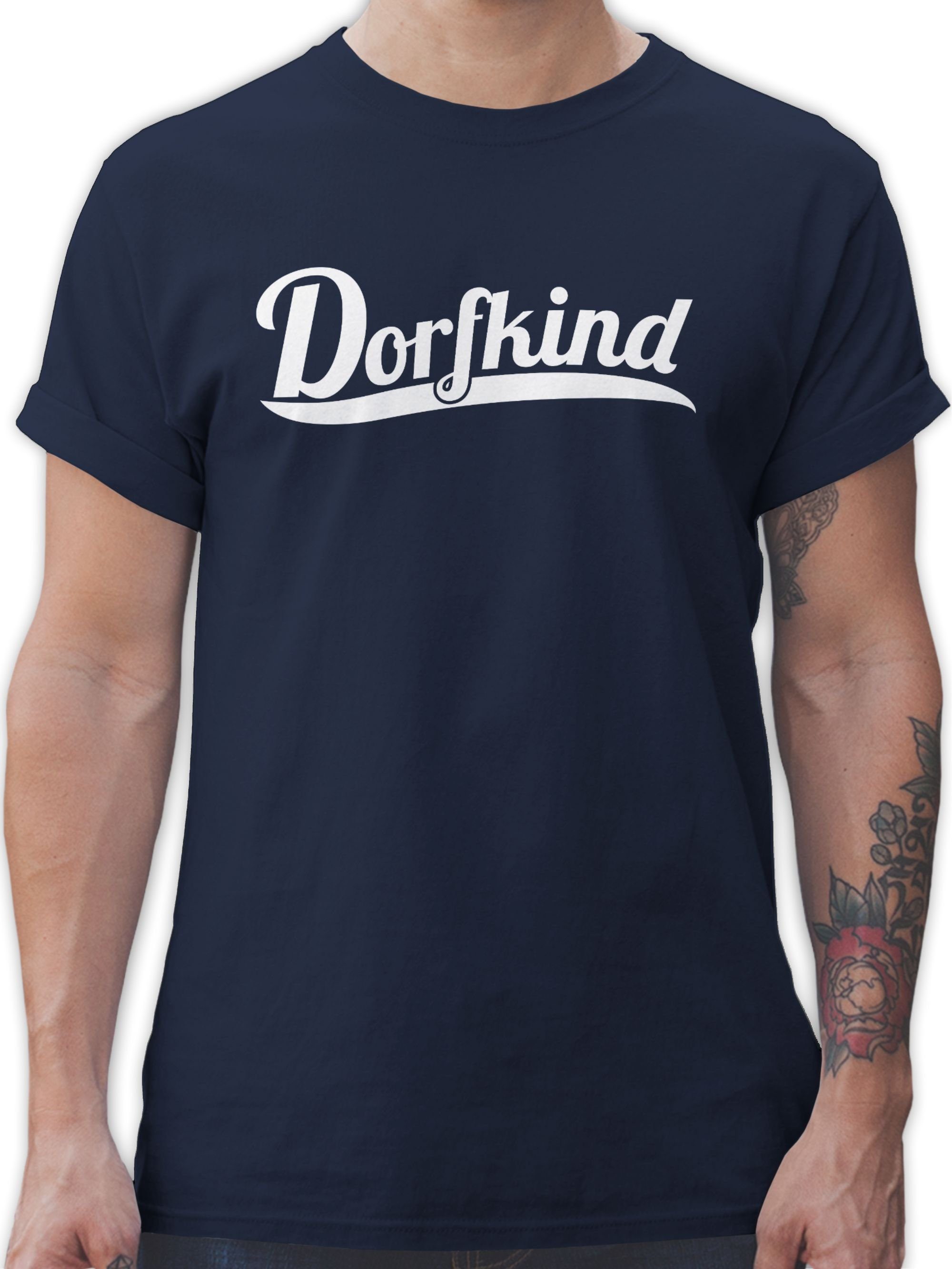 Shirtracer T-Shirt Dorfkind Weiss Sprüche Statement 3 Navy Blau