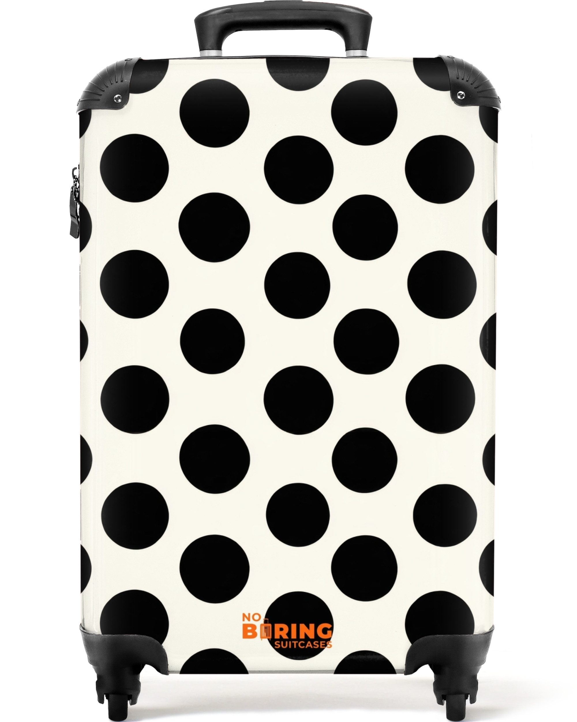 NoBoringSuitcases.com© Hartschalen-Trolley Klassisch - Polka dots - Schwarz 55x35x20cm, Kinder Koffer Klein, Trolley Handgepäck, Reisekoffer