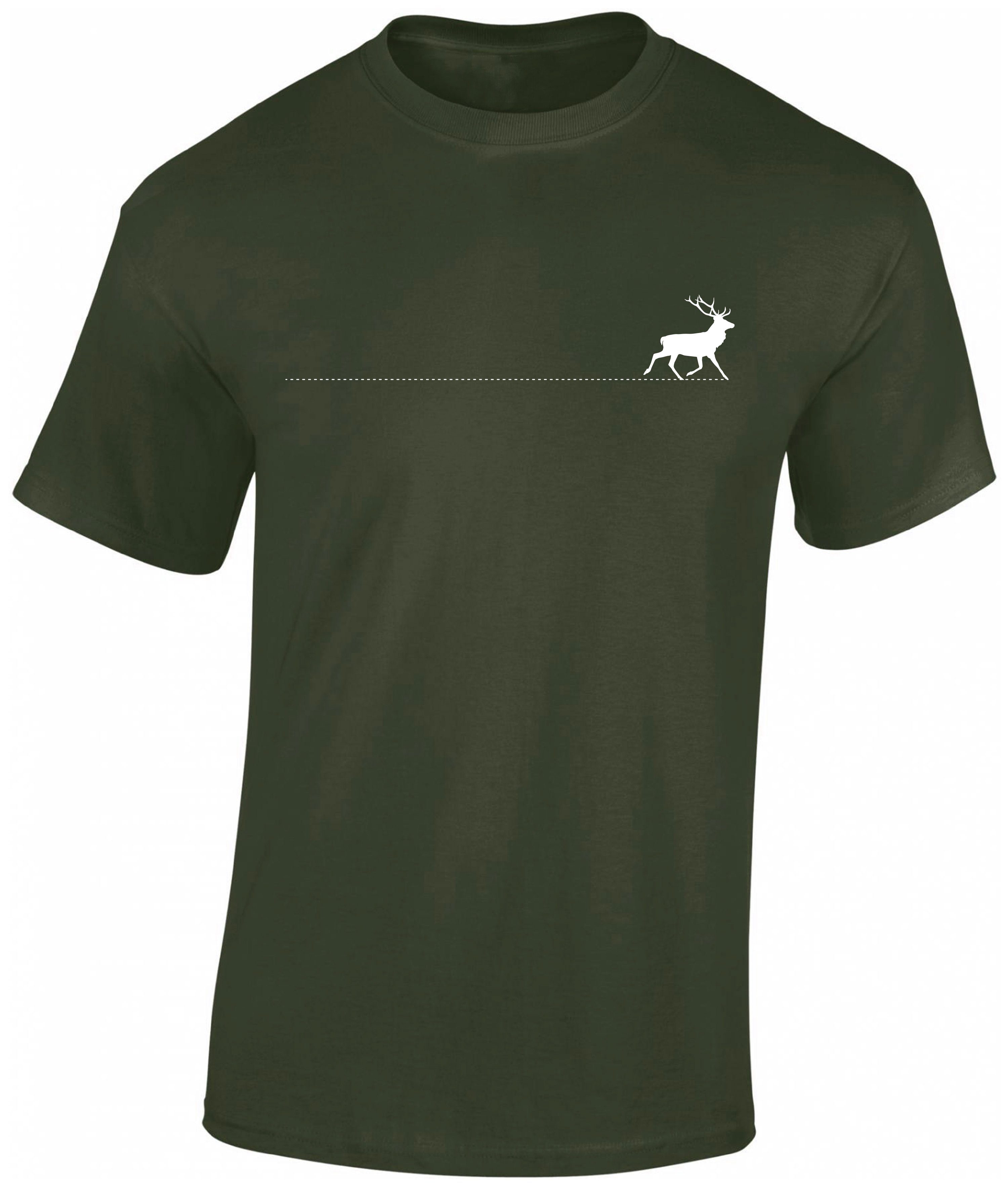 Baddery Print-Shirt Jäger T-Shirt - Walking Deer - Geschenk für Jäger - Jagd Tshirt auch Übergrößen, aus Baumwolle, hochwertiger Siebdruck