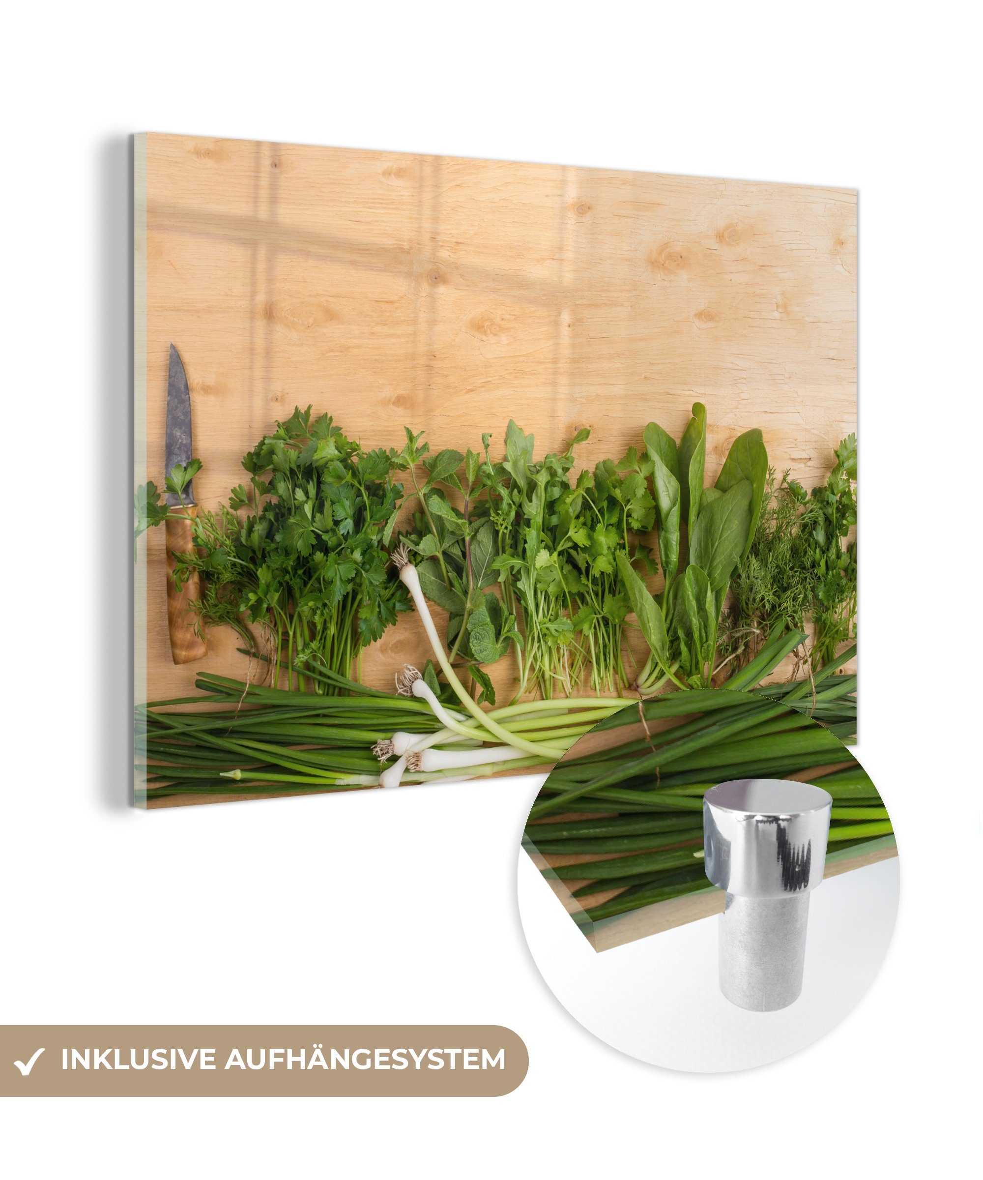 MuchoWow Acrylglasbild Bio-Gemüse und -Kräuter, (1 St), Acrylglasbilder Wohnzimmer & Schlafzimmer
