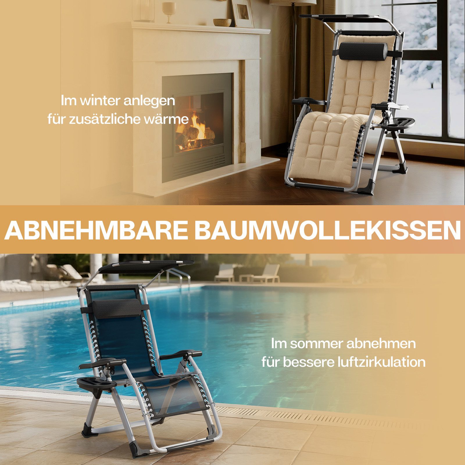 Huracan Gartenliege Sonnenliege Klappbar, Gartenliege Wetterfest mit Ergono günstig online kaufen