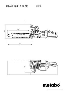 metabo Akku-Kettensäge MS 36-18 LTX BL 40, 40 cm Schwertlänge, Akku-Kettensäge Ohne Akku