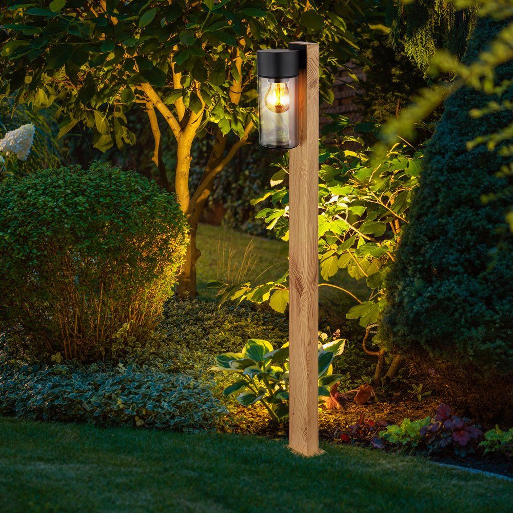 Globo Wegelampe, nicht Leuchtmittel Stehlampe Holzoptik Moderne inklusive, Außenleuchte Pollerleuchte, Gartenleuchte,