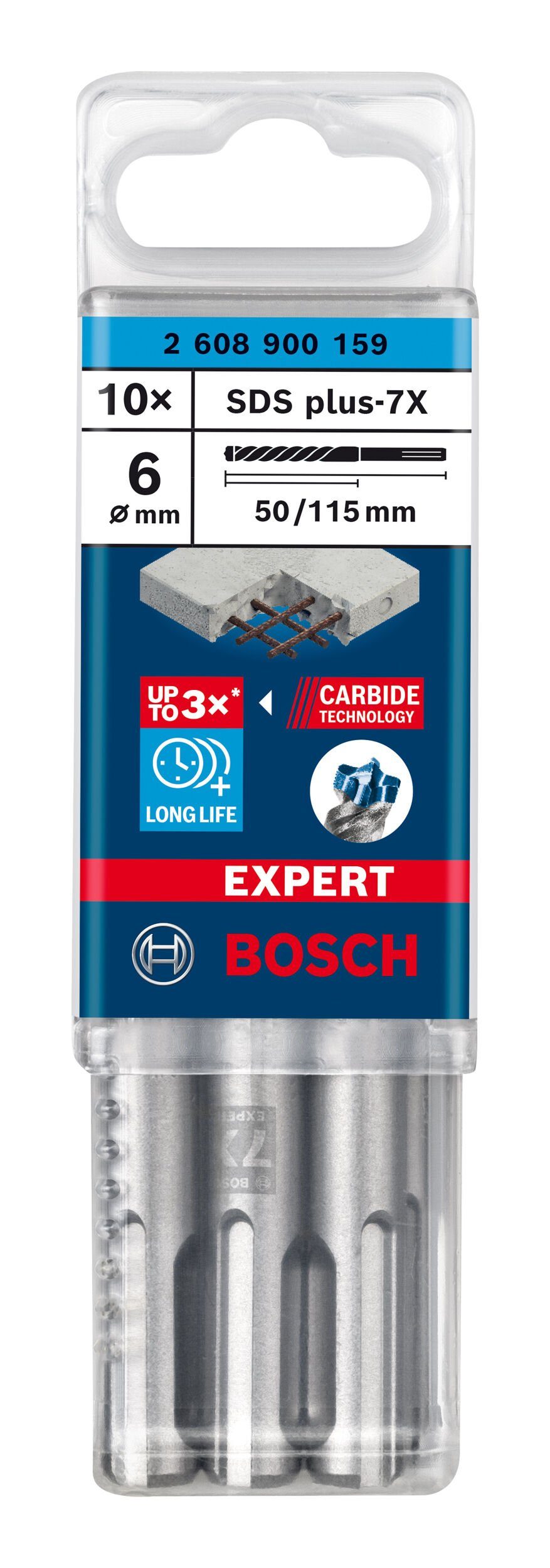 BOSCH Universalbohrer Expert mm Stück), 10er-Pack 50 SDS (10 6 x x 115 plus-7X, Hammerbohrer - 